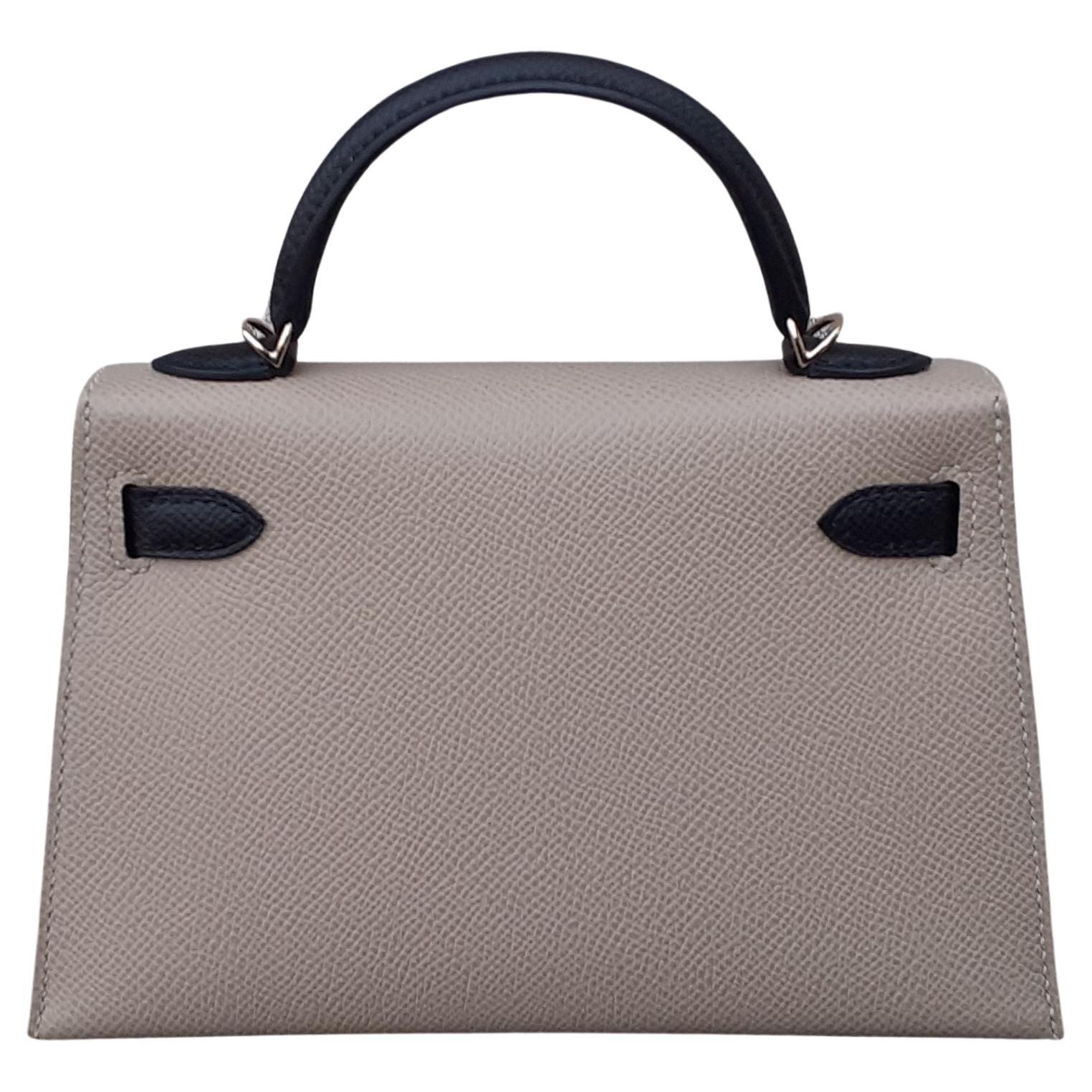  Exceptionnel Hermès Mini Kelly II Epsom Trench Black Permabrass Hdw SO Pour femmes 