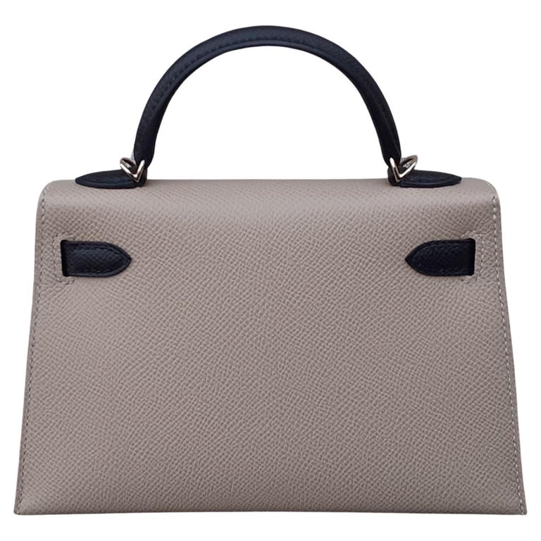 Hermes Craie & Gris Mini Kelly II Bag Pochette Clutch