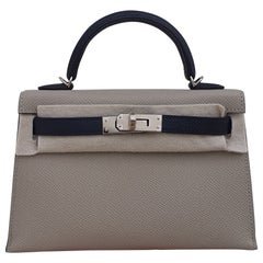 Exceptional Hermès Mini Kelly II Epsom Trench Black Permabrass Hdw SO
