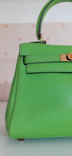 Hermes 35 Apple Green Kelly Swift Leather