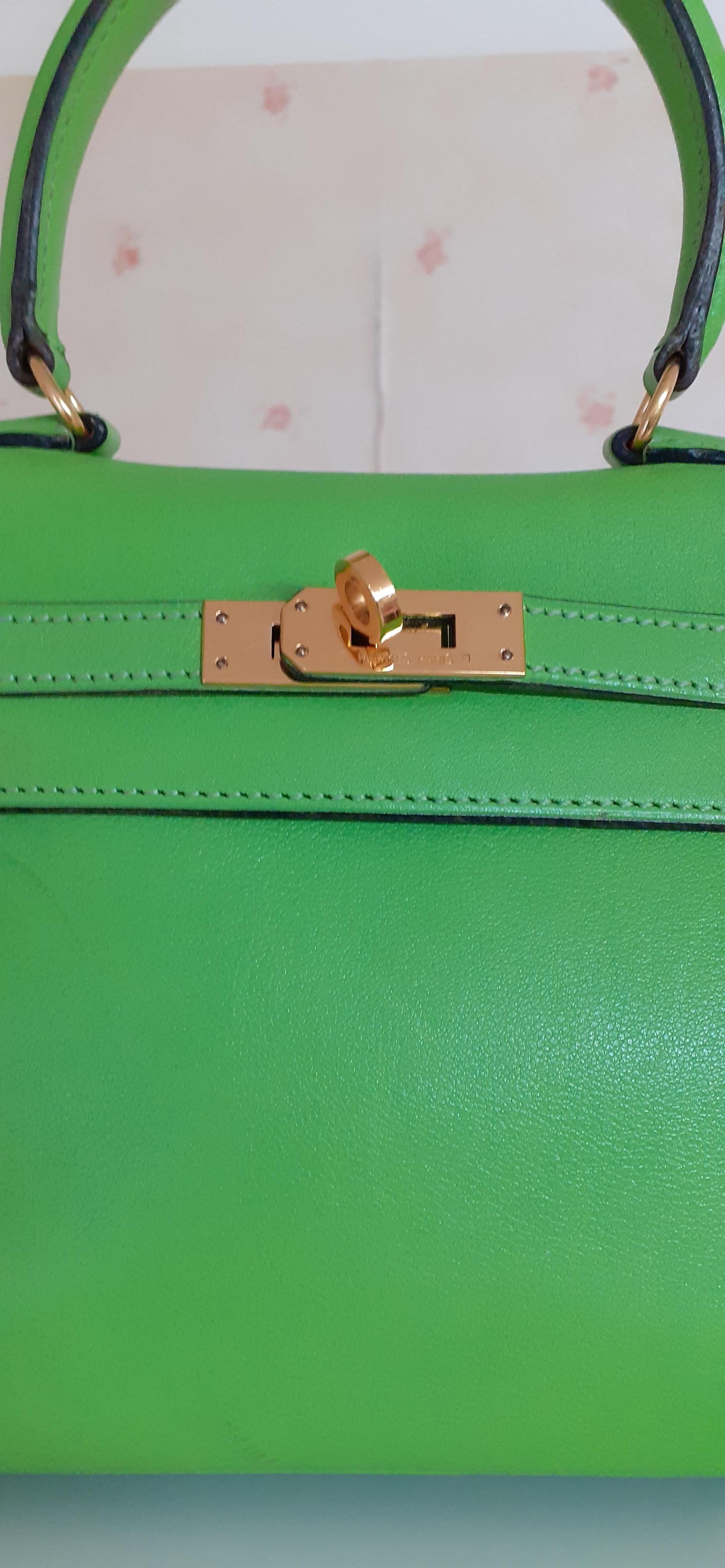 Außergewöhnliche Hermès Mini Kelly Retourné 20cm Gulliver Vert Cru Ghd RARE Damen im Angebot