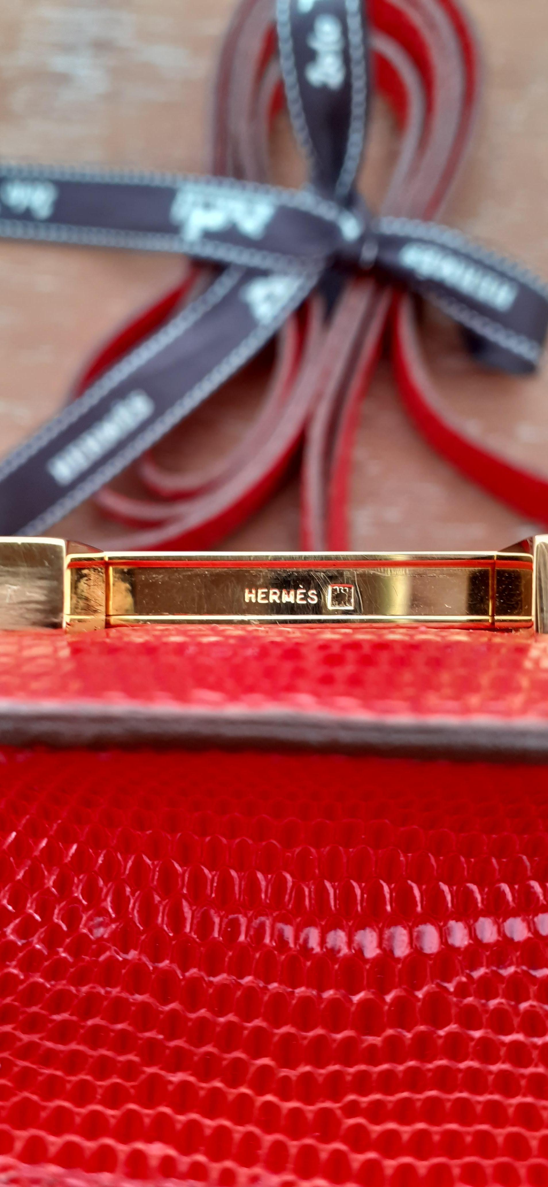 Exceptional Hermès Mini Micro Constance Red Lizard Gold Plated Hdw Rare 7