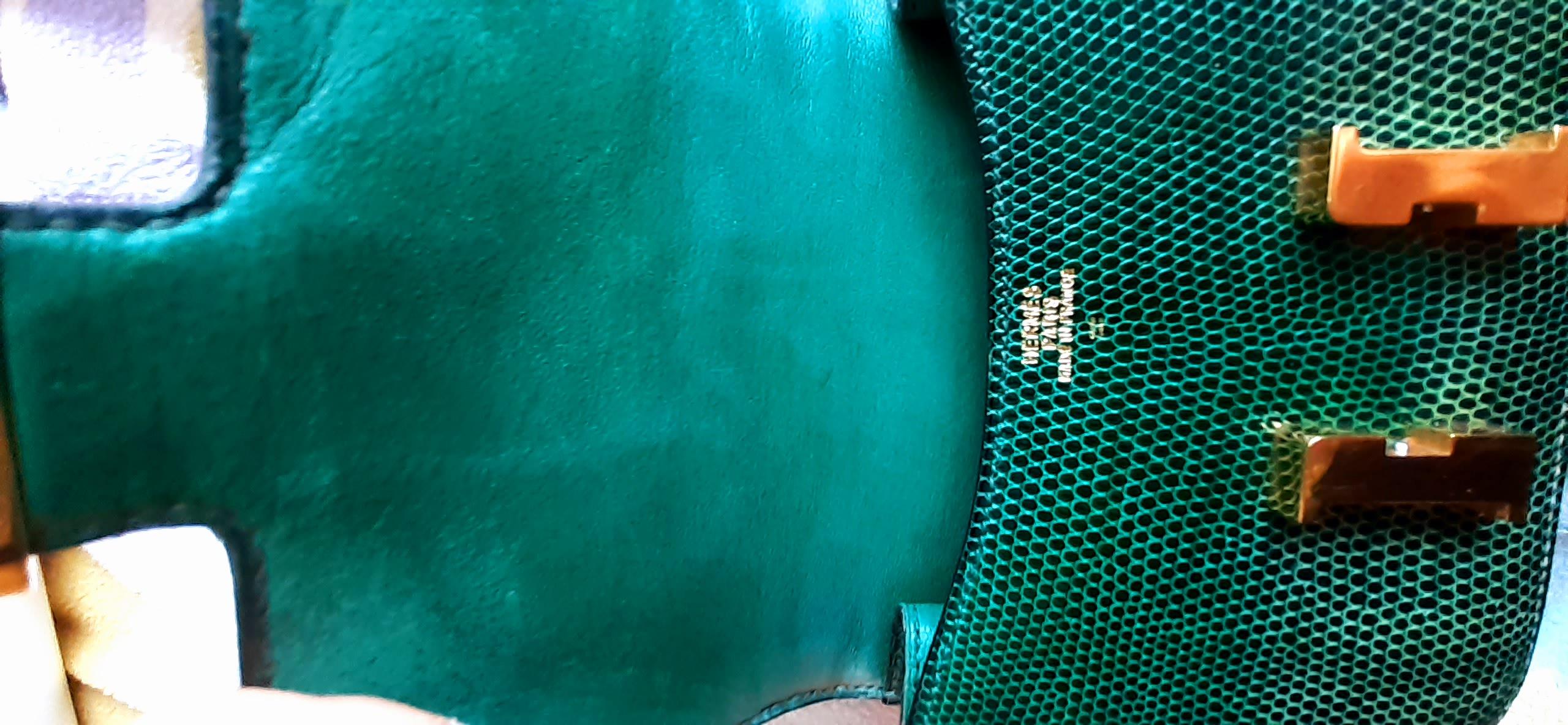 Women's Exceptional Hermès Mini Micro Constance Shiny Emerald Green Lizard Ghw RARE