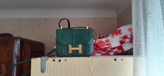 Exceptional Hermès Mini Micro Constance Shiny Emerald Green Lizard Ghw RARE