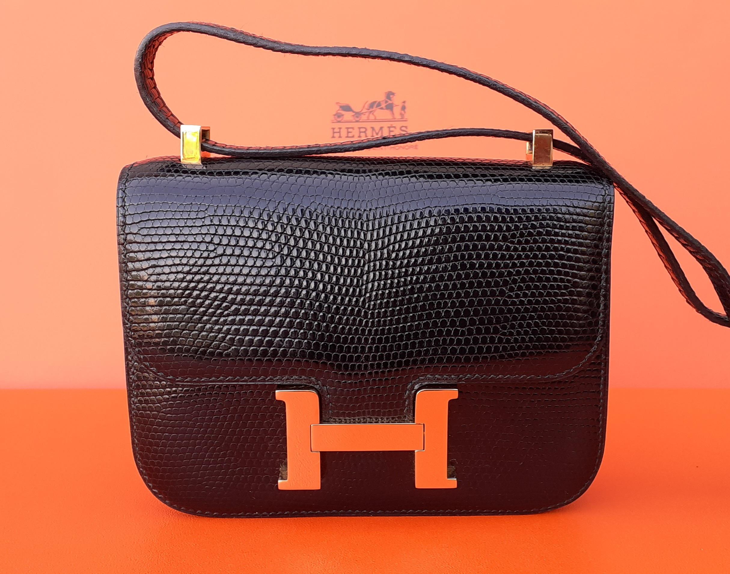 Exceptional Hermès Mini Micro Shiny Constance Black Lizard Bag Ghw 13, 5 cm 4