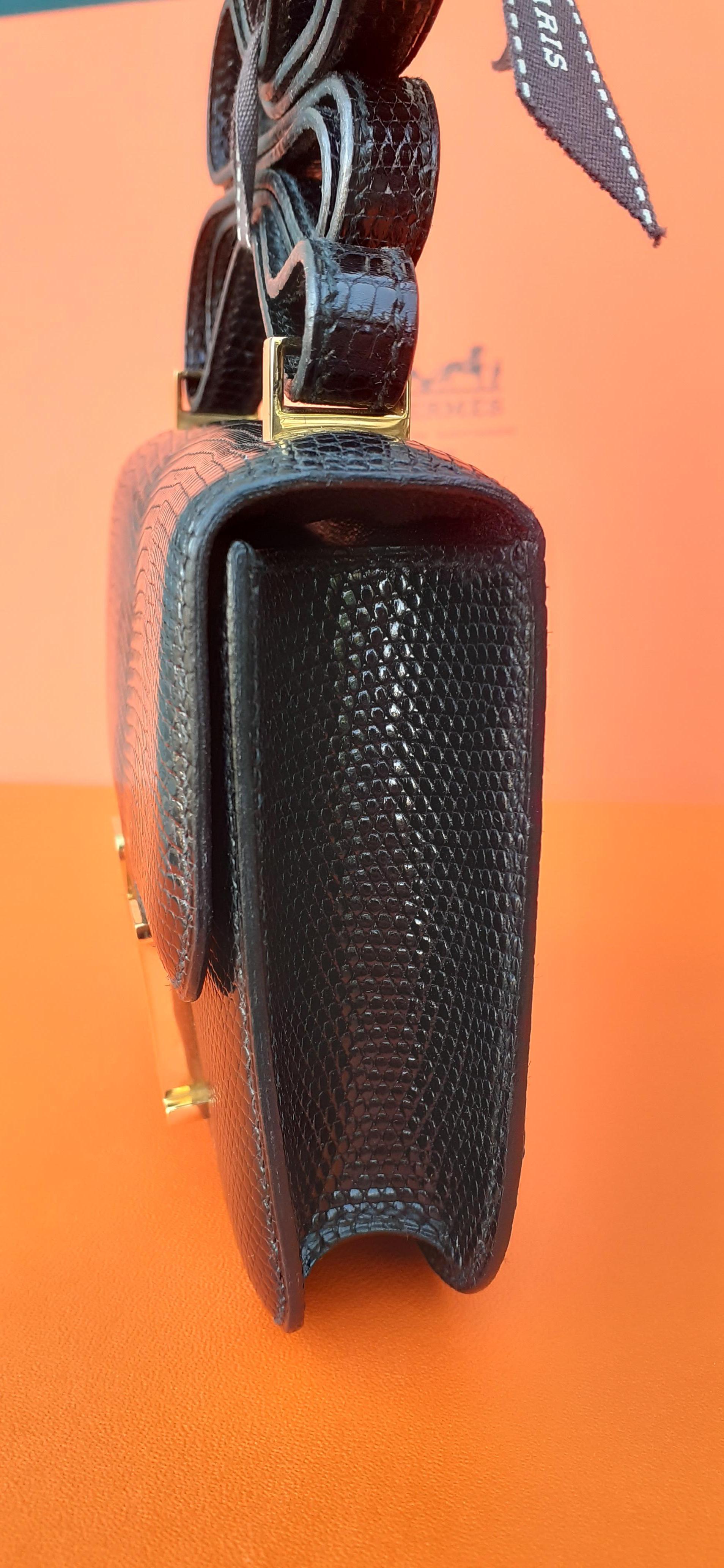 Exceptional Hermès Mini Micro Shiny Constance Black Lizard Bag Ghw 13, 5 cm 10
