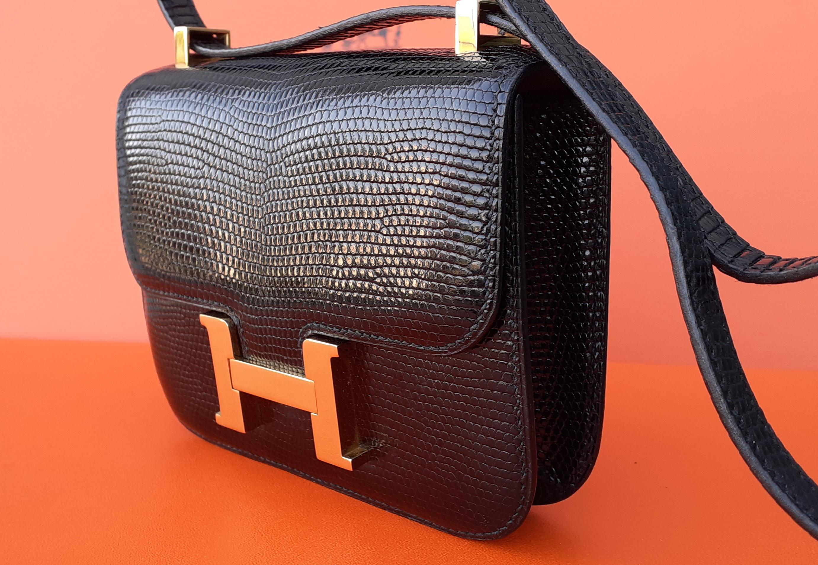 Exceptional Hermès Mini Micro Shiny Constance Black Lizard Bag Ghw 13, 5 cm 3