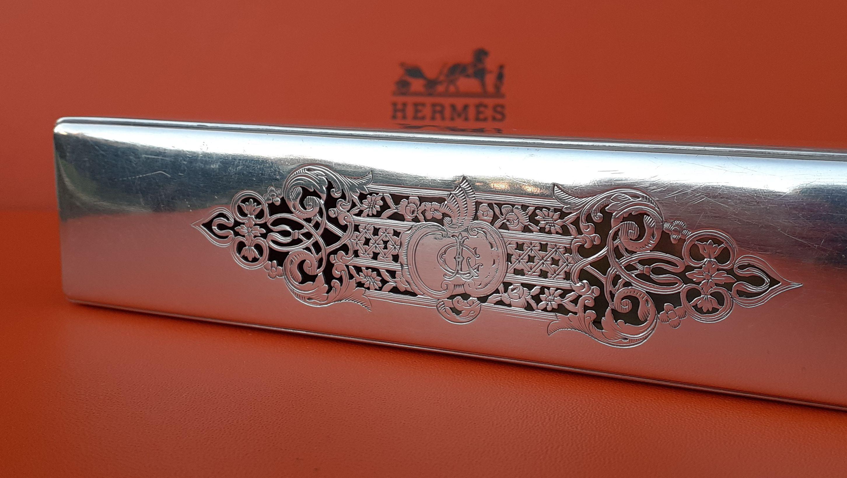 Exceptional Hermès Openwork Chiselled Silver Box Case RARE For Sale 1