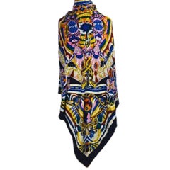 Exceptional Hermès Oversized Cashmere & Silk Shawl 140 , Abstract Carnival Motif