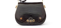 Exceptional Hermès Passe Guide Bag Shiny Ebene Porosus Crocodile Ghw RARE