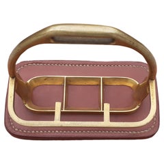 Exceptional Hermès Pipe Holder Stirrup Shaped in Brass and Leather Texas