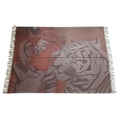 Excepcional manta a cuadros Hermès Funda Tigres Amor en Cachemira