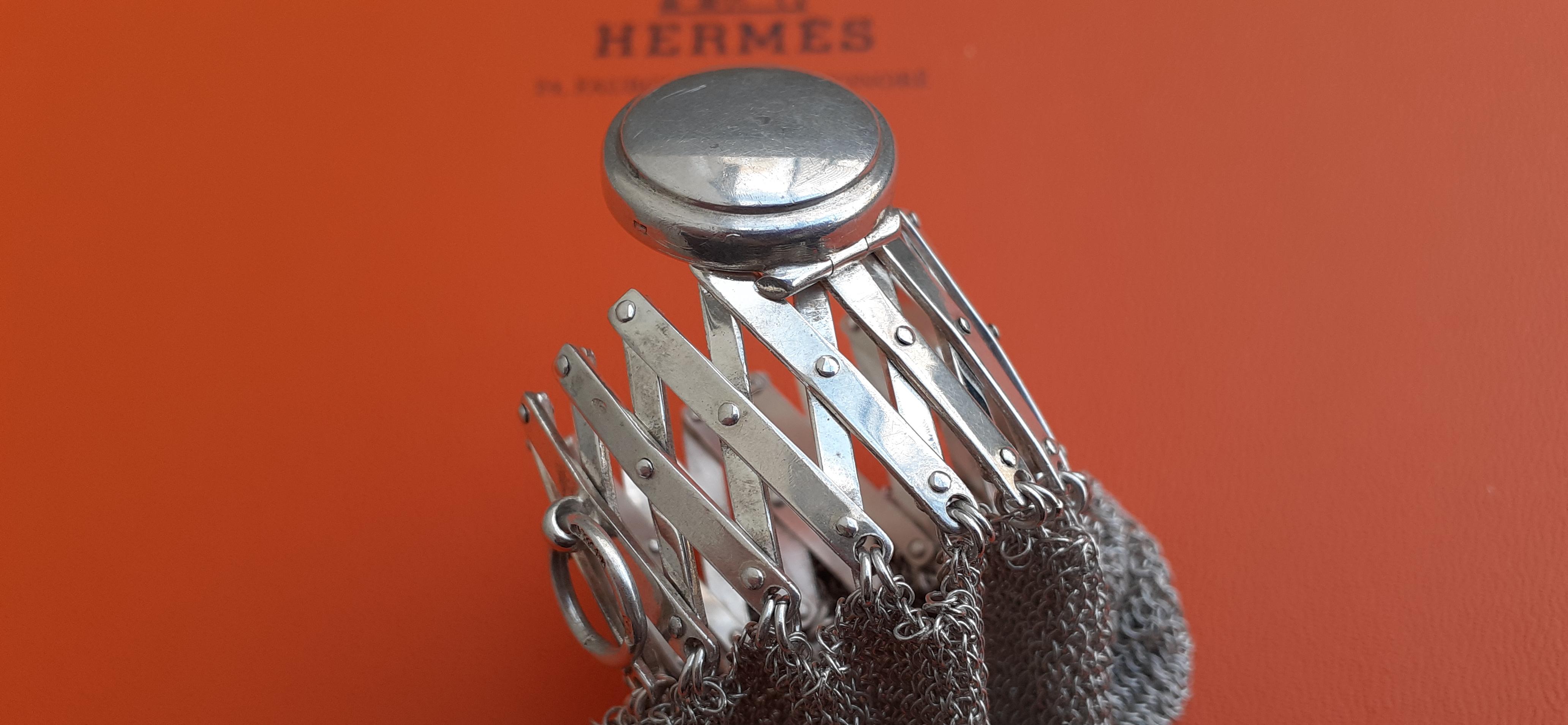 Exceptional Hermès Retractable Silver Chainmail Meshes Coin Purse Vintage RARE 6