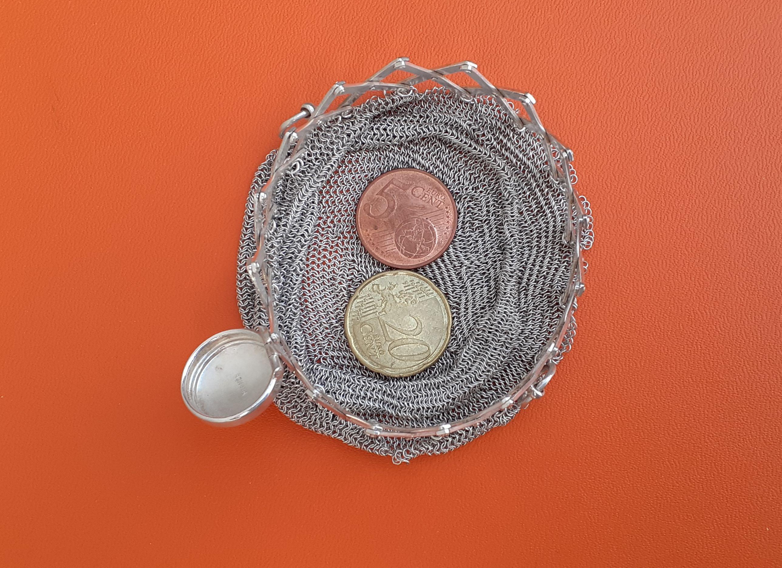 Exceptional Hermès Retractable Silver Chainmail Meshes Coin Purse Vintage RARE 7