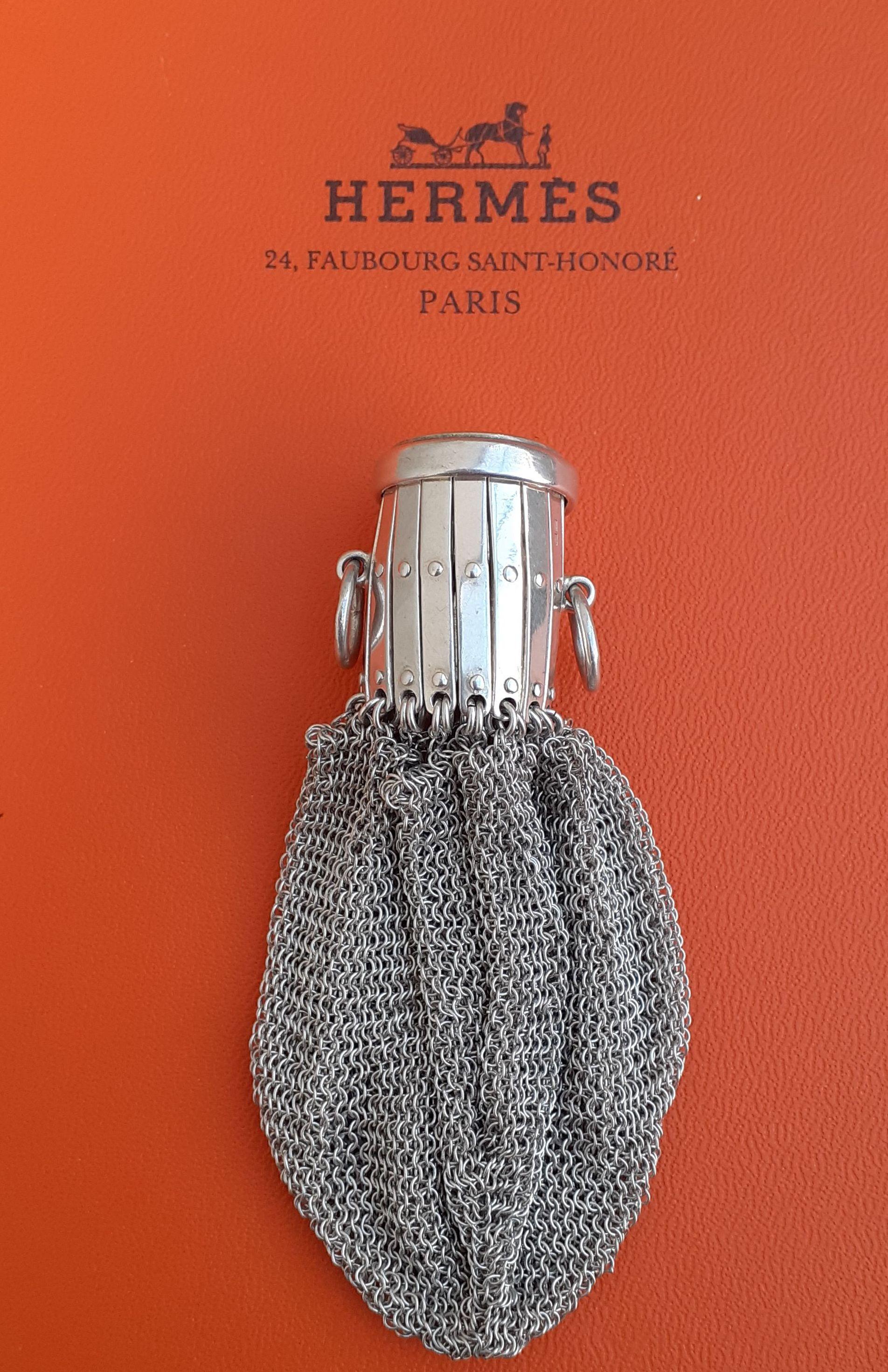 Exceptional Hermès Retractable Silver Chainmail Meshes Coin Purse Vintage RARE 10