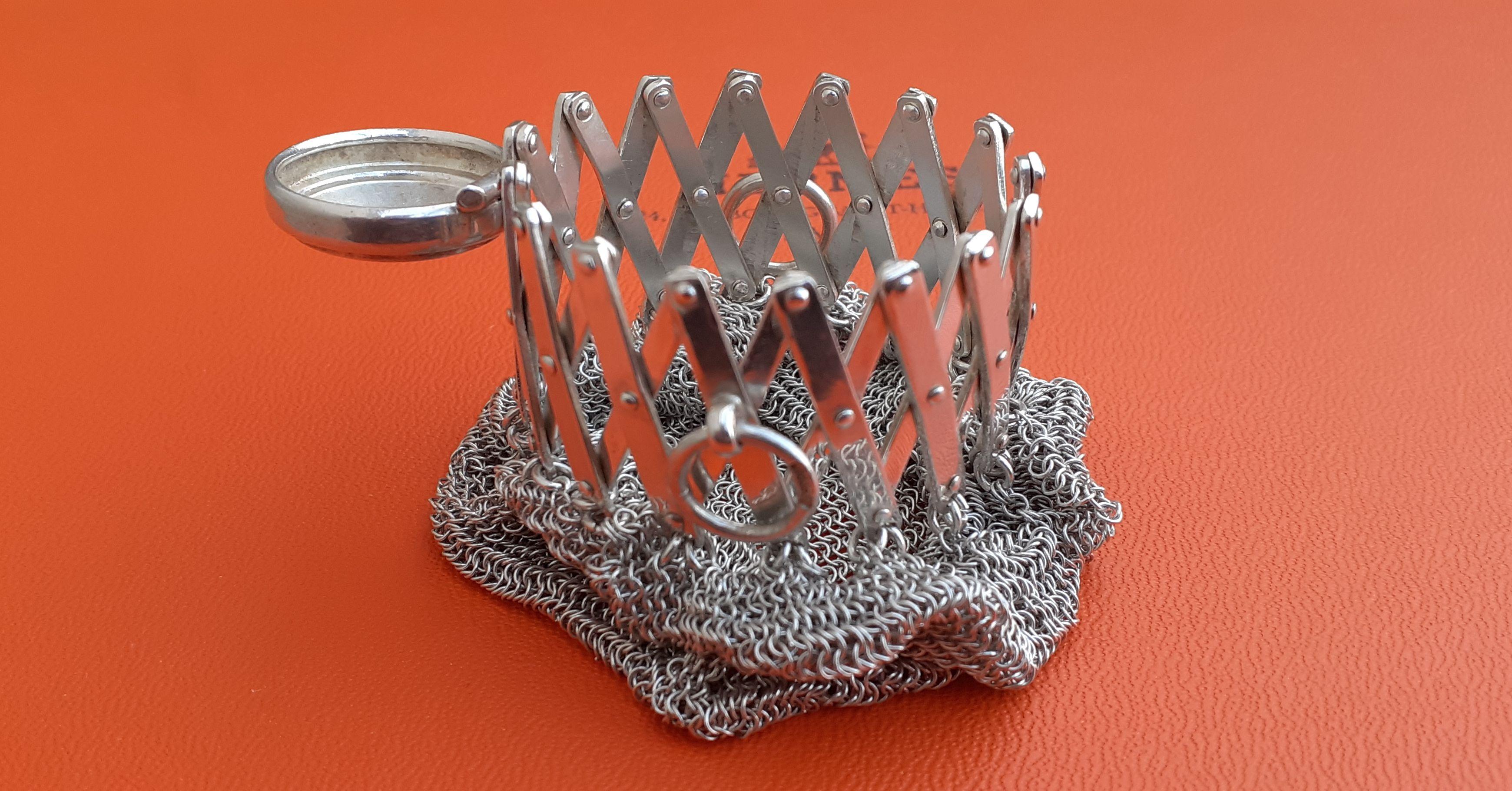 Exceptional Hermès Retractable Silver Chainmail Meshes Coin Purse Vintage RARE 3
