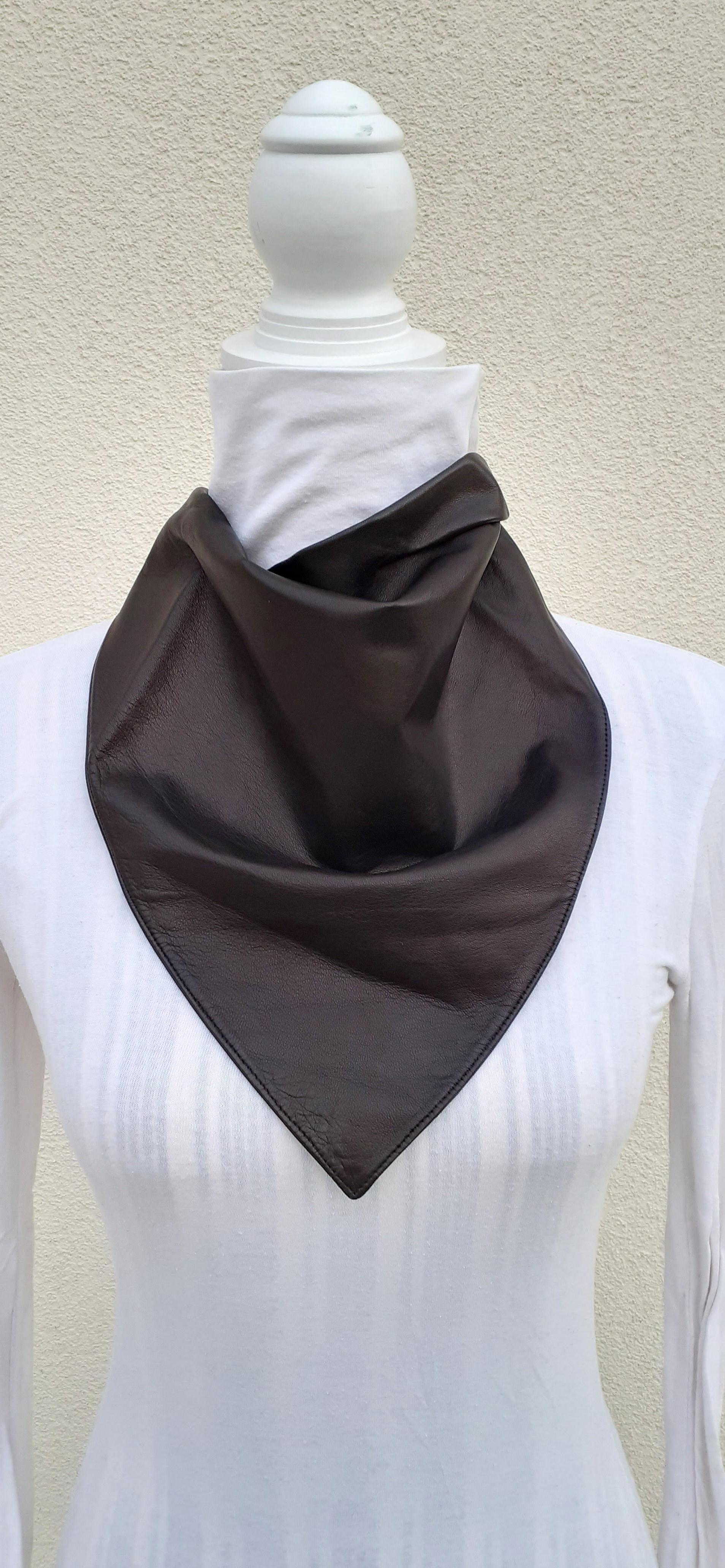 Exceptional Hermès Scarf Col Fichu Lambskin Leather Rodeo Bandana Texas RARE For Sale 1