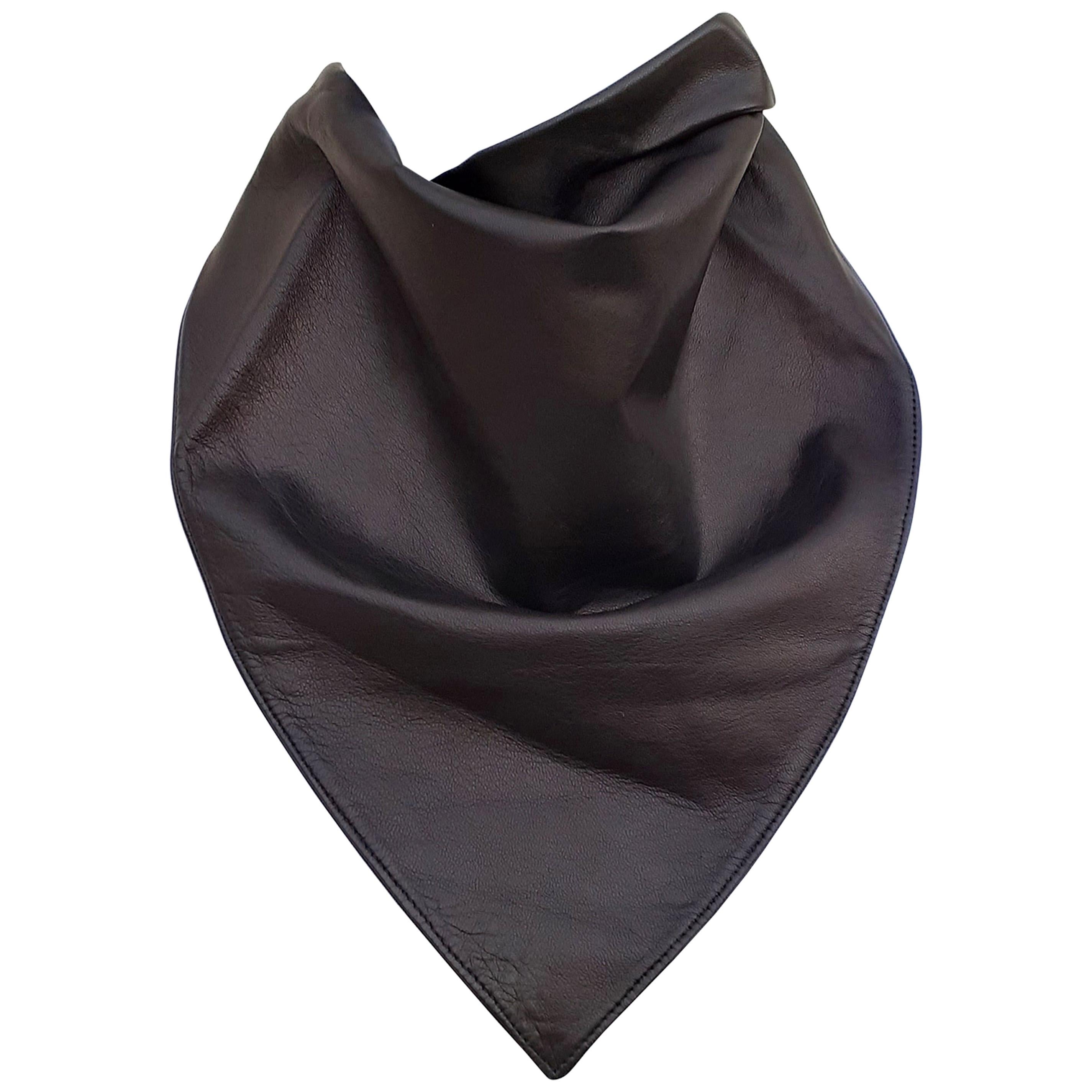 Exceptional Hermès Scarf Col Fichu Lambskin Leather Rodeo Bandana Texas RARE For Sale