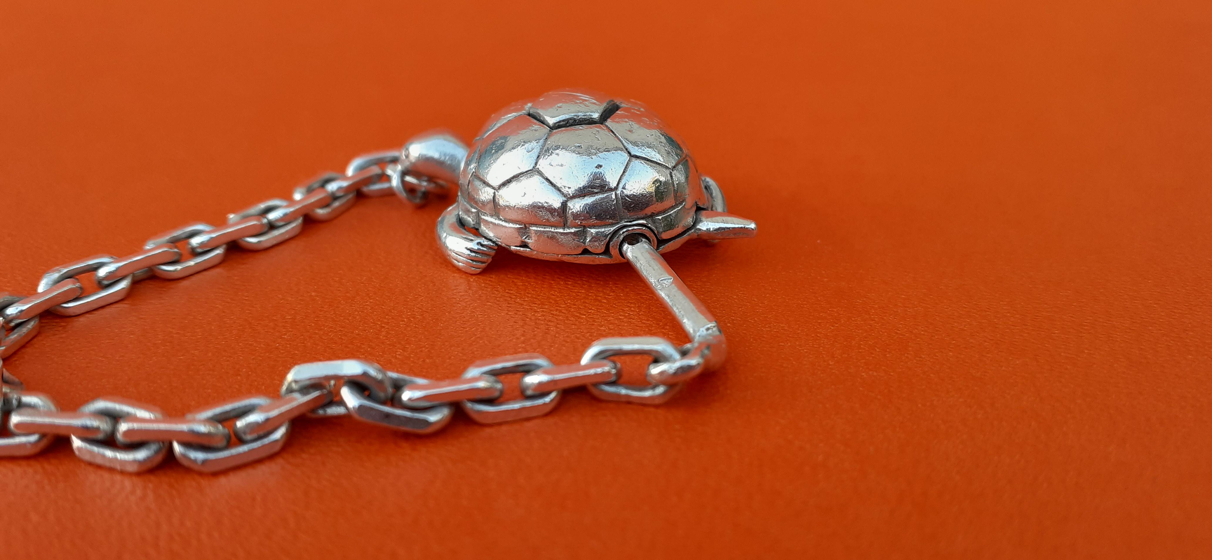 Exceptional Hermès Secret Mechansim Turtle Key Ring or Charm in Silver  6