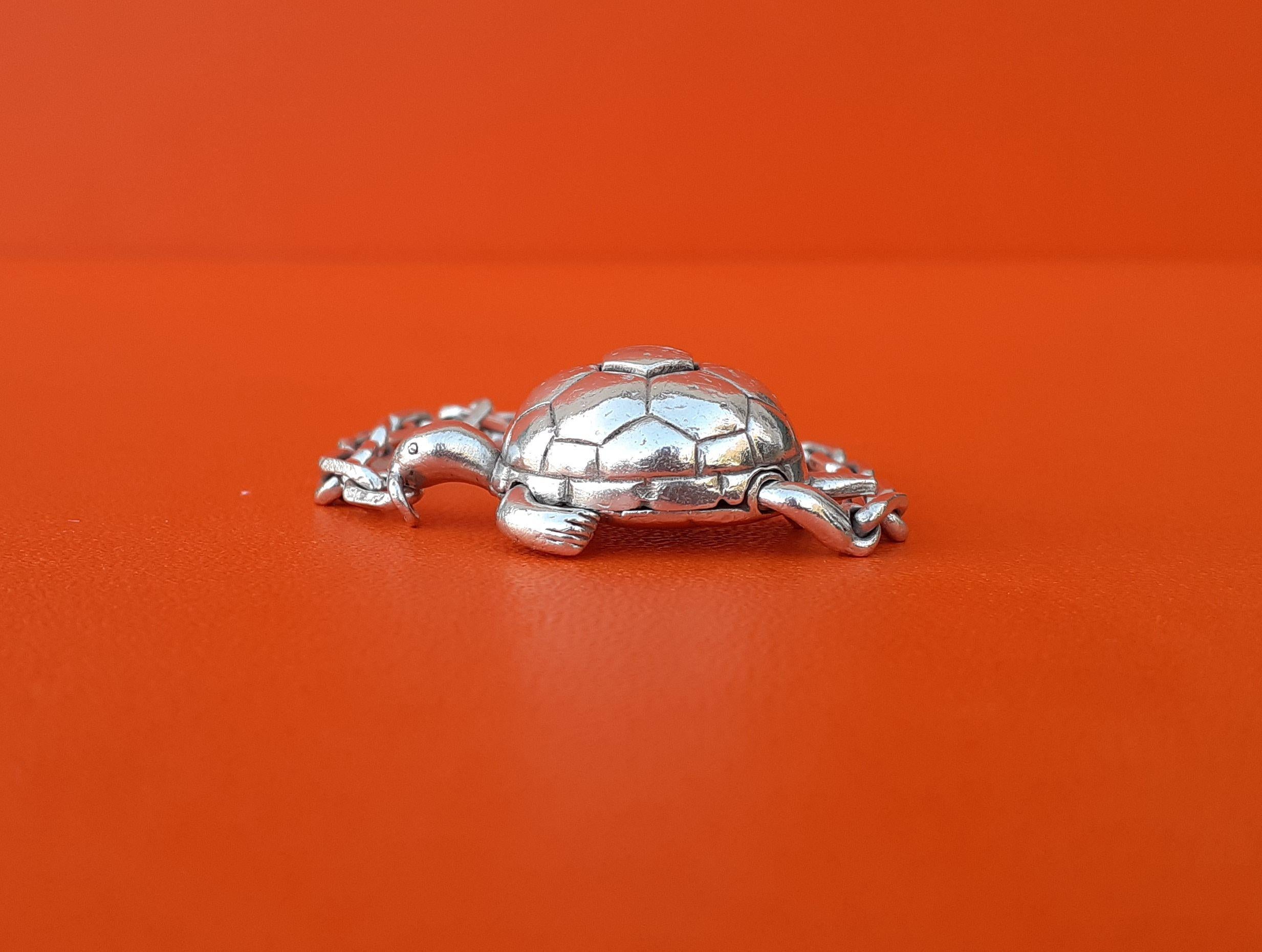 Women's or Men's Exceptional Hermès Secret Mechansim Turtle Key Ring or Charm in Silver 