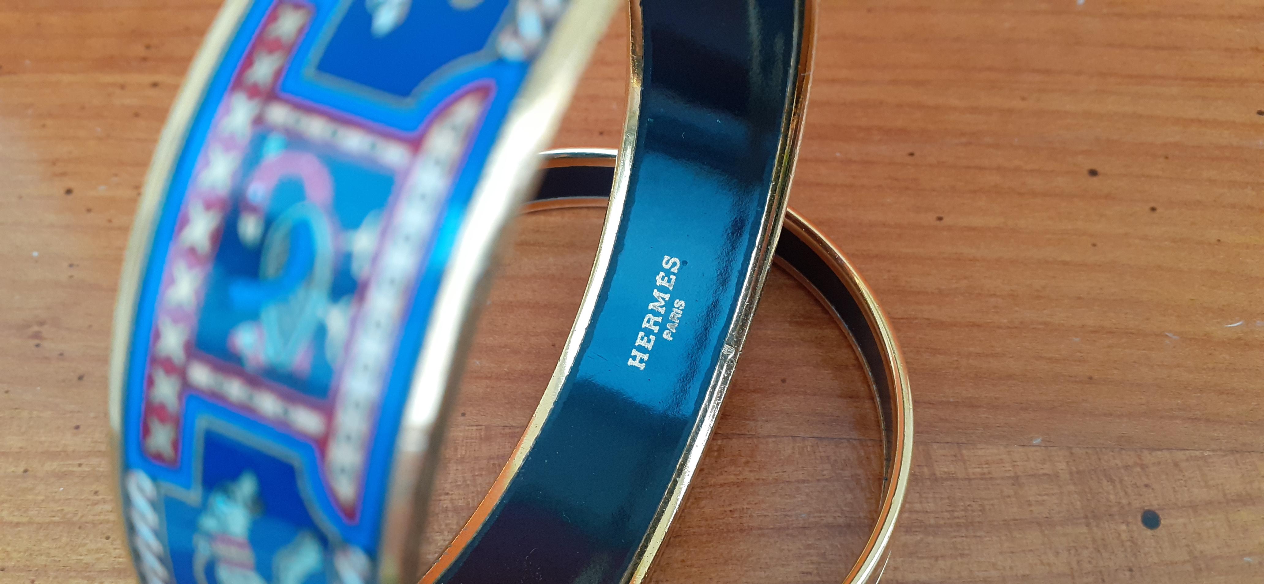 Exceptional Hermès Set of 2 Bracelets Greyhound Dog Levriers Blue Ghw 65 12