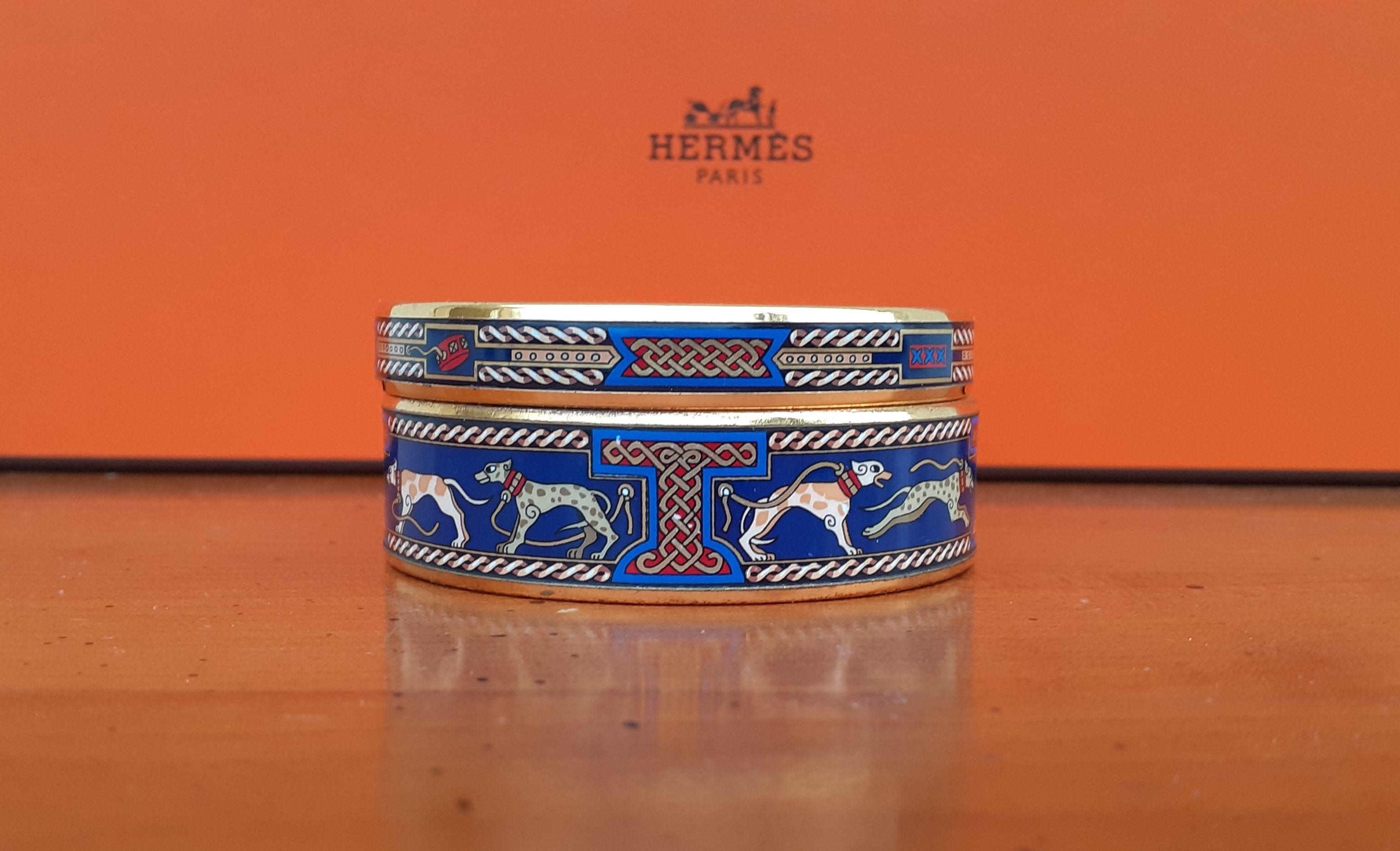 Women's Exceptional Hermès Set of 2 Bracelets Greyhound Dog Levriers Blue Ghw 65