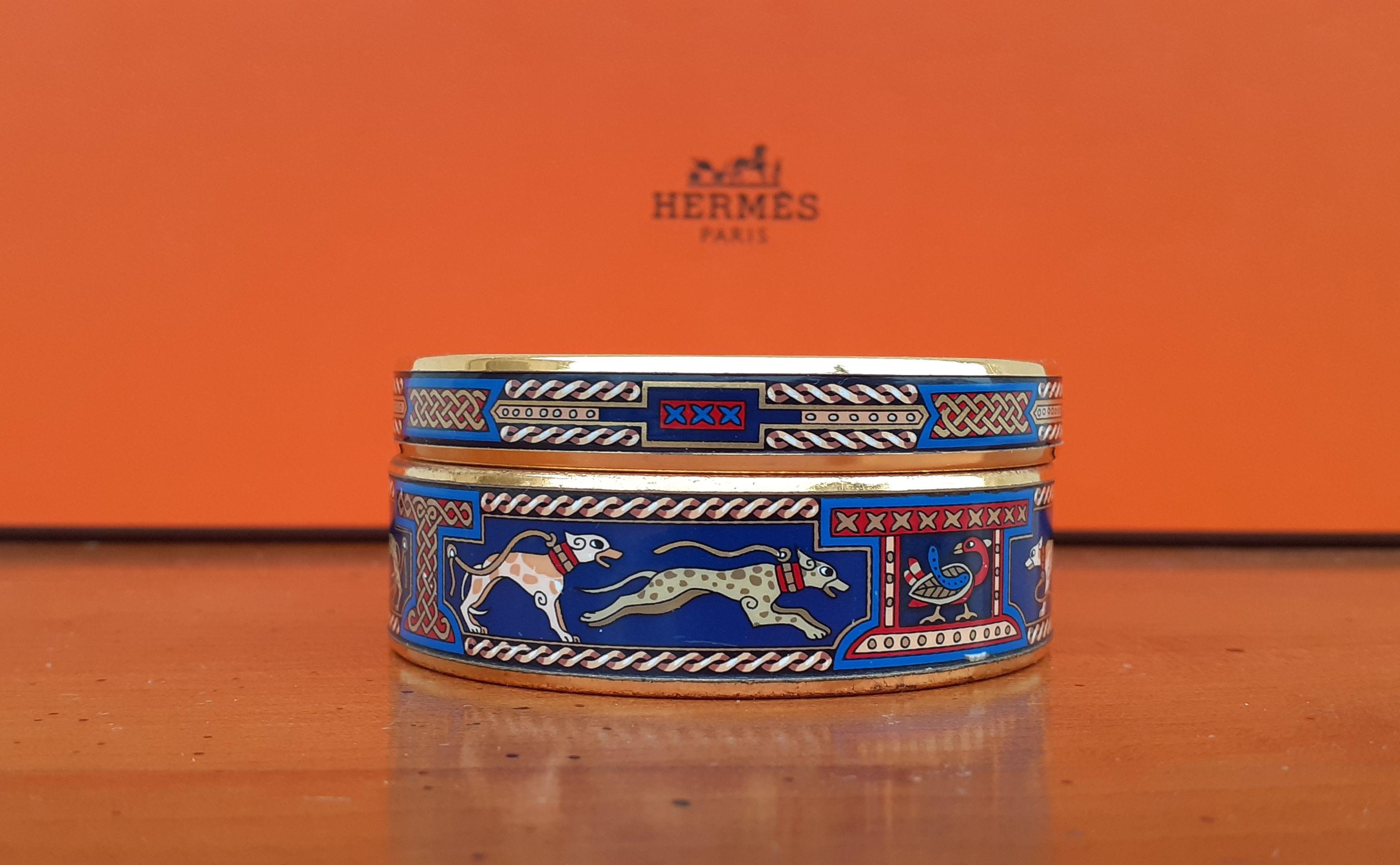 Exceptional Hermès Set of 2 Bracelets Greyhound Dog Levriers Blue Ghw 65 1
