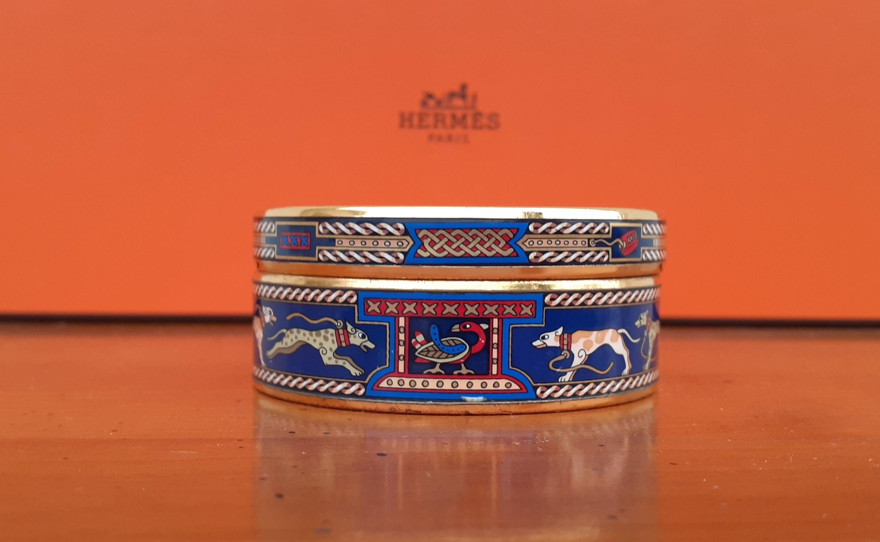 Exceptional Hermès Set of 2 Bracelets Greyhound Dog Levriers Blue Ghw 65 2