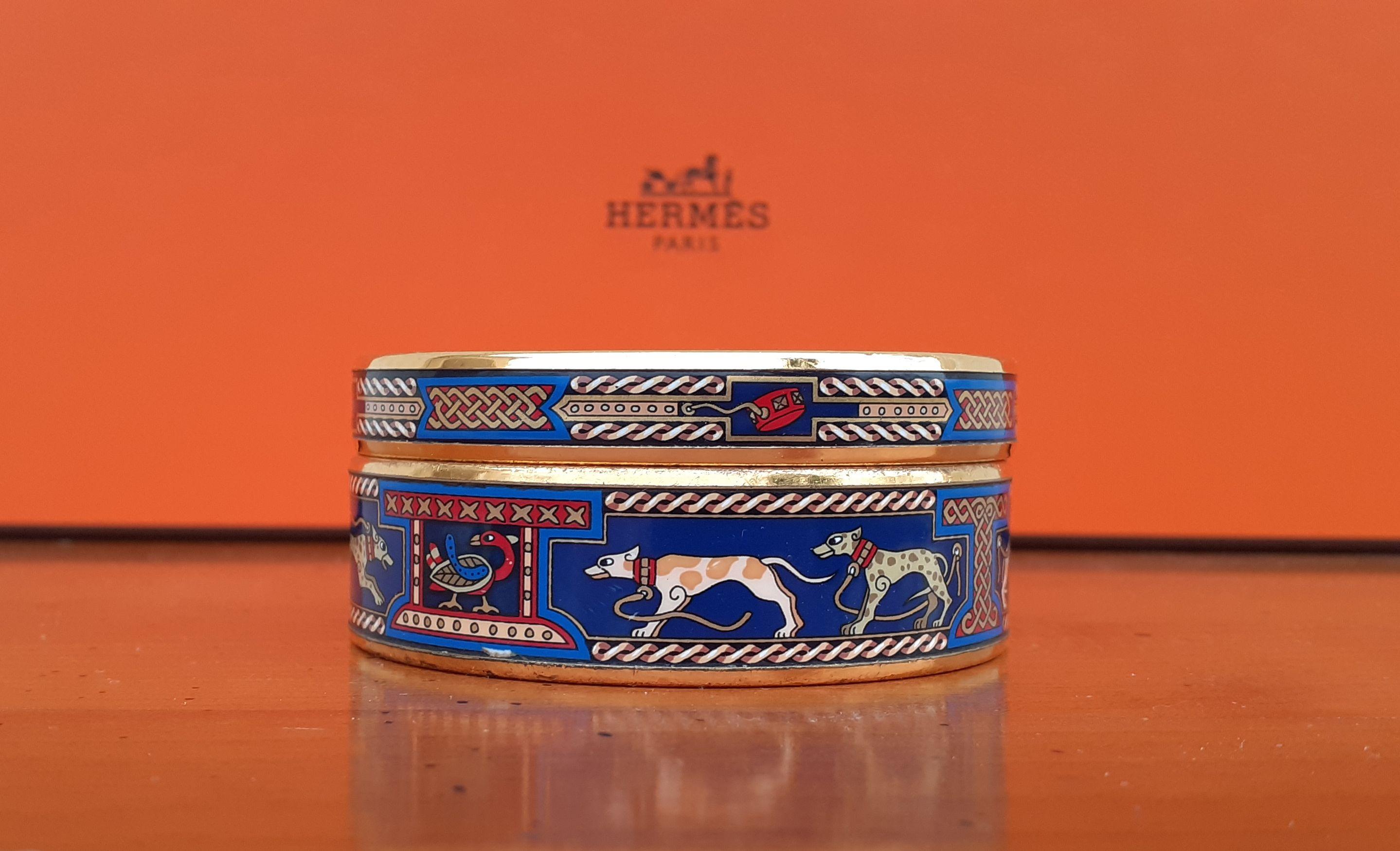 Exceptional Hermès Set of 2 Bracelets Greyhound Dog Levriers Blue Ghw 65 3