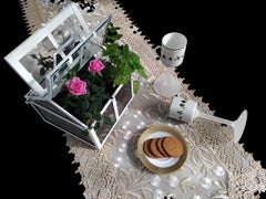 Exceptional Hermès Set of 2 glass stemmed porcelain cups Saint Louis Mesclun