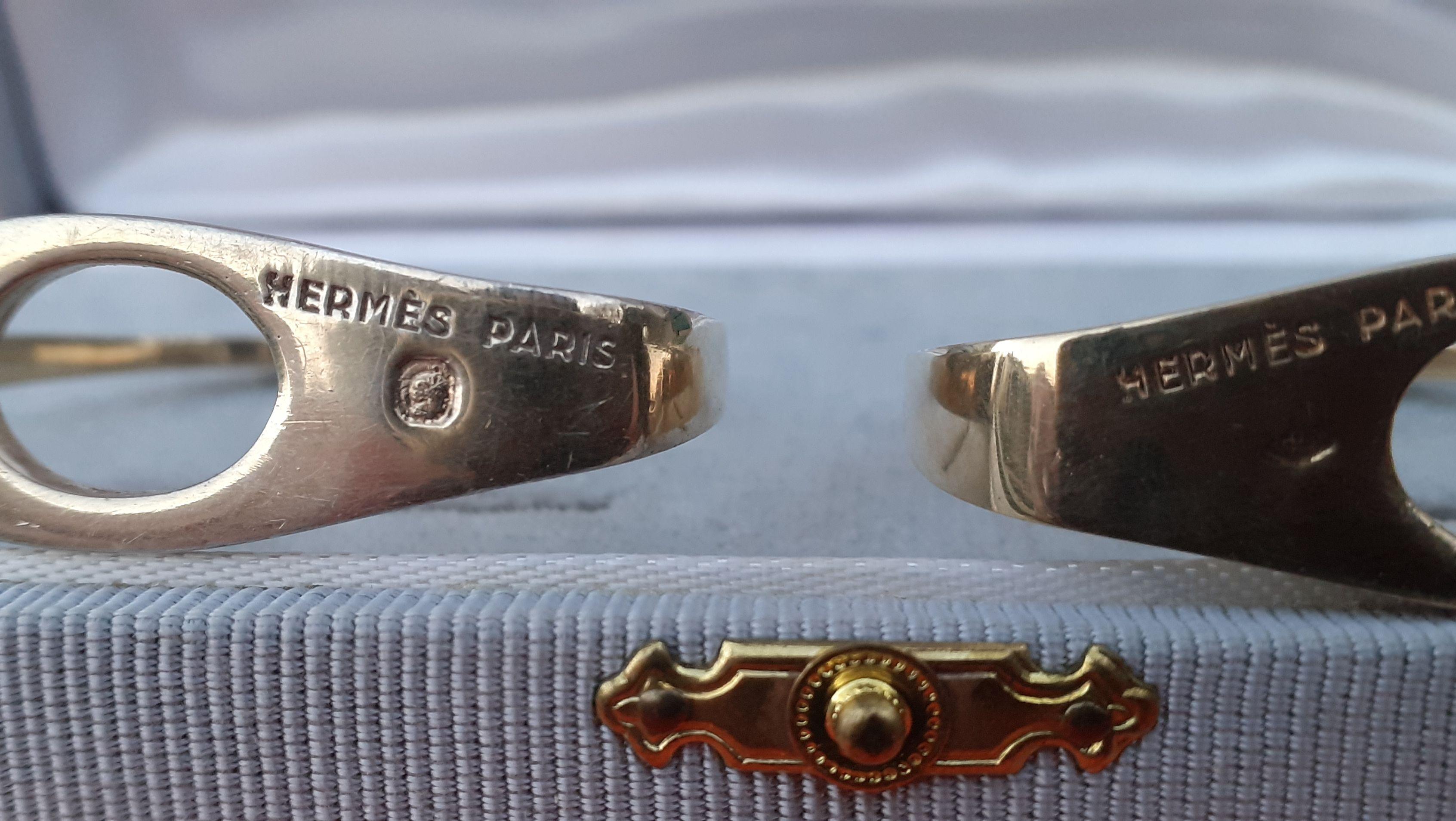 Exceptional Hermès Set of 2 Napkin Rings Stirrups Shaped in Silver-Gilt Texas For Sale 7