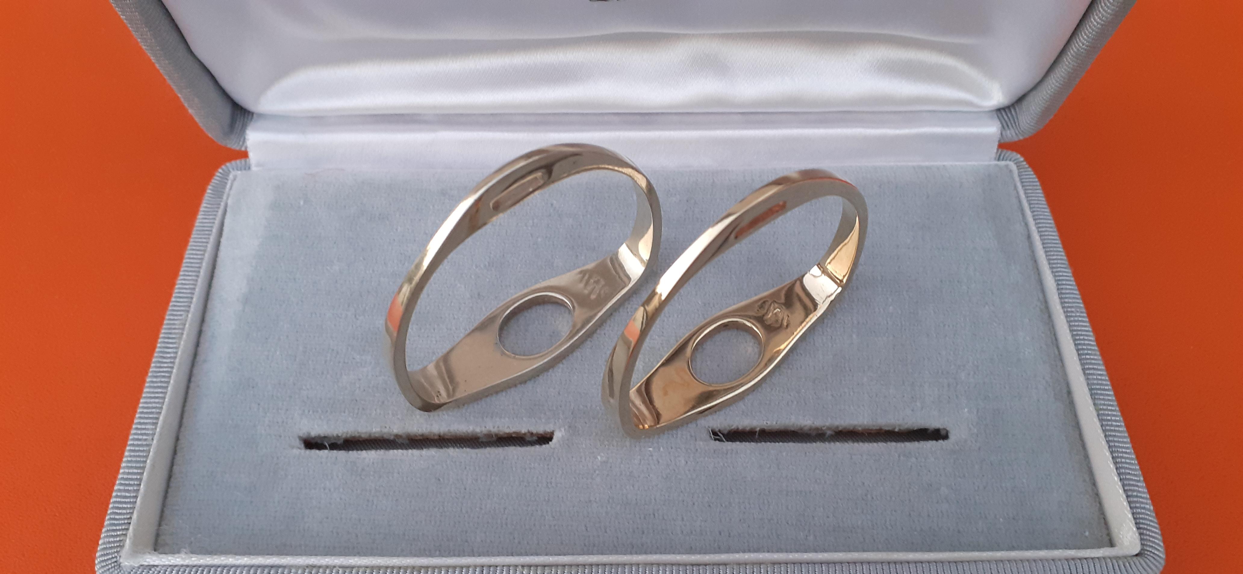 Exceptional Hermès Set of 2 Napkin Rings Stirrups Shaped in Silver-Gilt Texas For Sale 10
