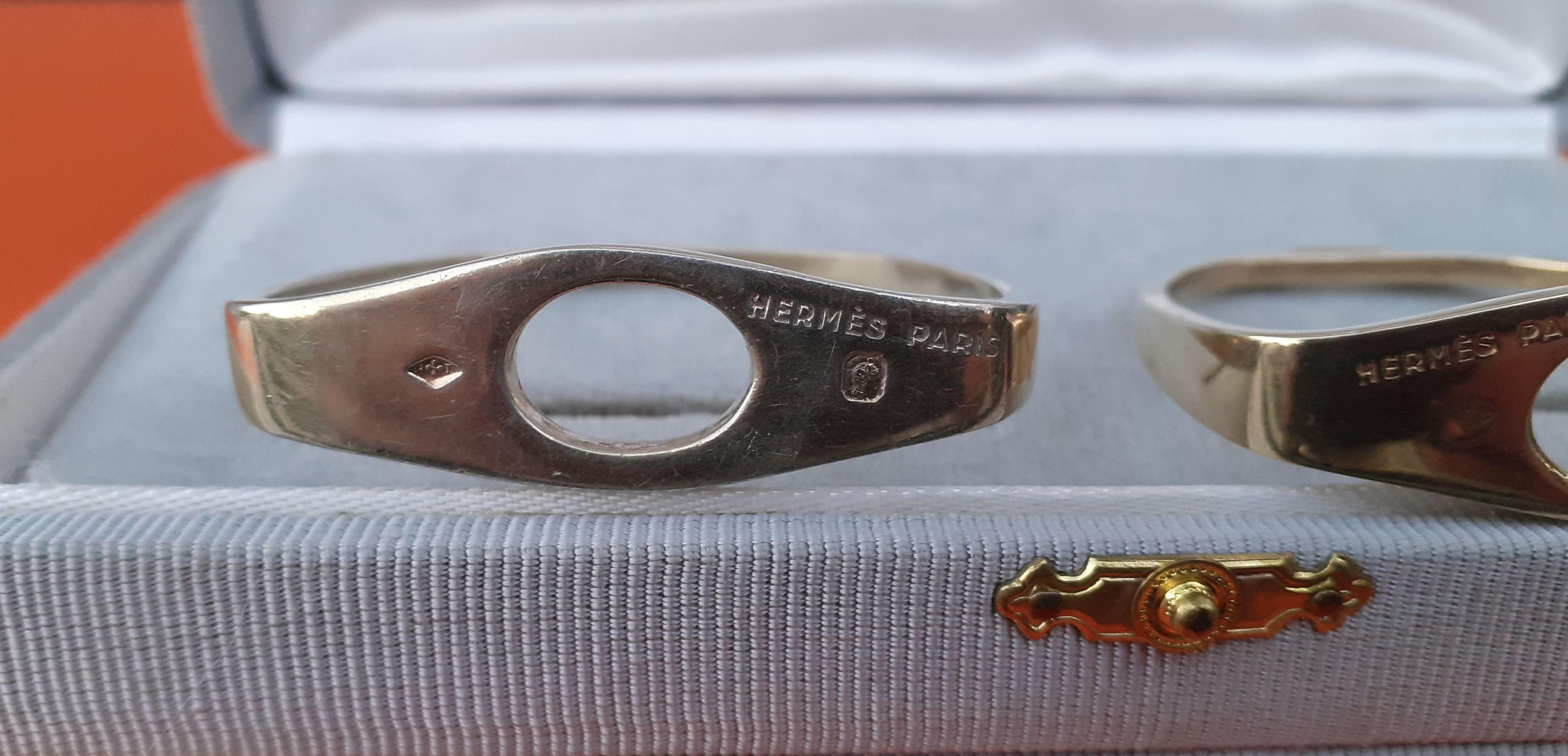 Exceptional Hermès Set of 2 Napkin Rings Stirrups Shaped in Silver-Gilt Texas For Sale 5