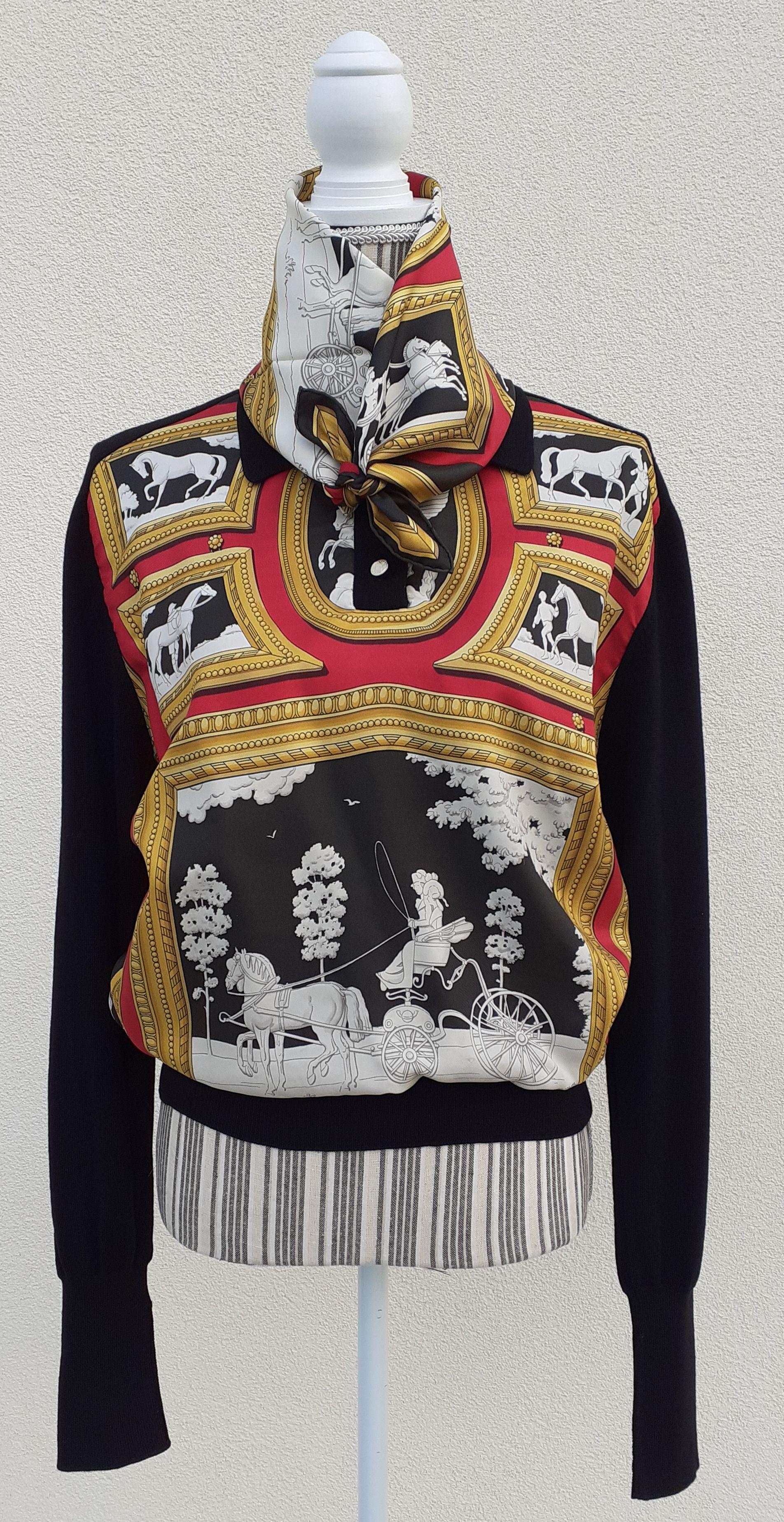 Magnifique ensemble authentique Hermès composé d'un pull-over et d'une écharpe assortie

Motif : 