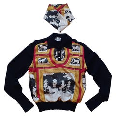 Exceptional Hermès Set of Sweater and Matching Scarf Wedgwood Pattern Size M