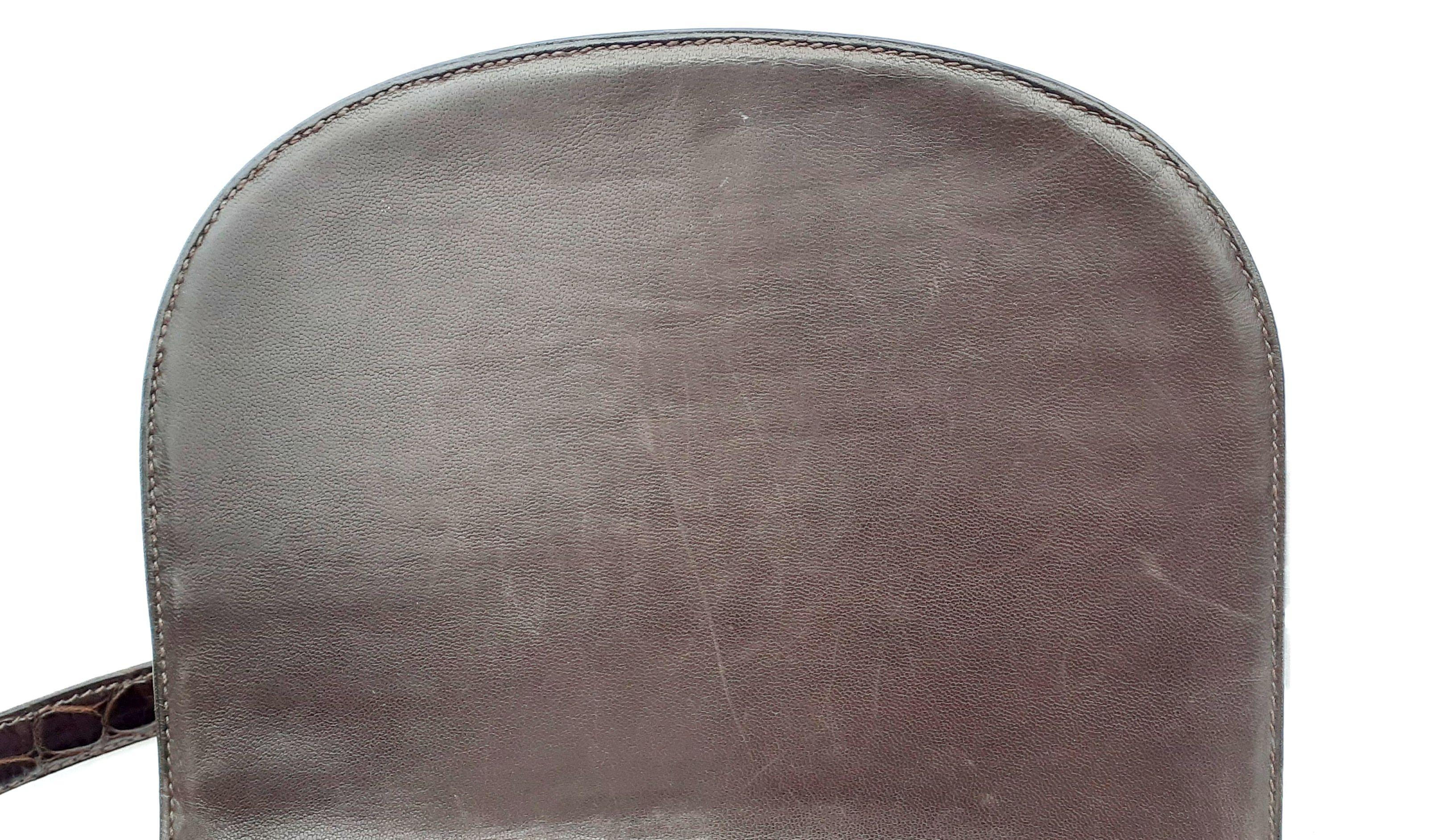 Hermès Shoulder Bag Shiny Brown Crocodile Pororus Gold Hdw 9