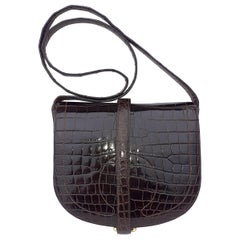 Exceptional Hermès Shoulder Bag Shiny Brown Crocodile Pororus Gold Hdw RARE