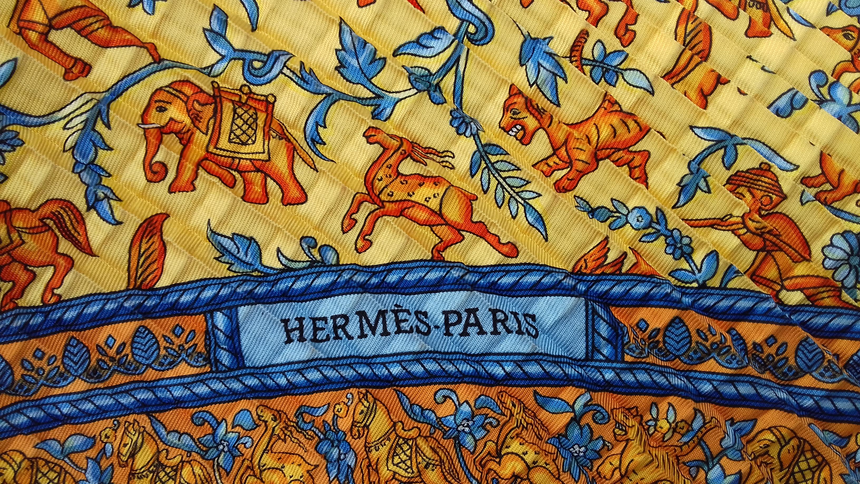 Exceptional Hermès Silk Scarf Chasse en Inde Duchene Double Pleated RARE 7