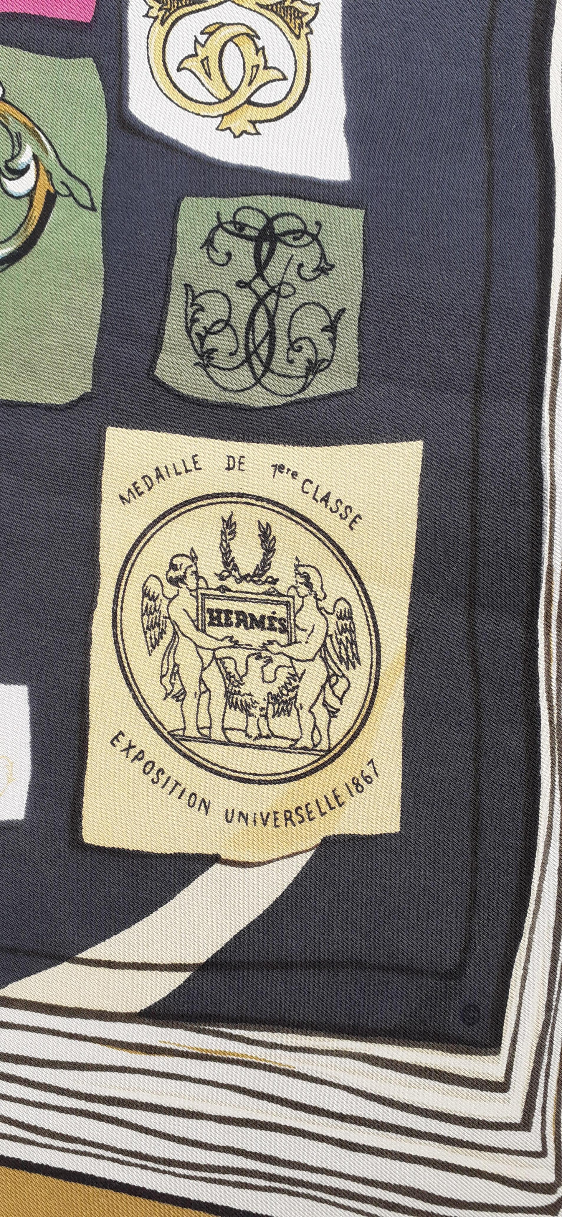 Women's or Men's Exceptional Hermès Silk Scarf Chiffres et Monogrammes Lise Coutin 1962 Collector For Sale