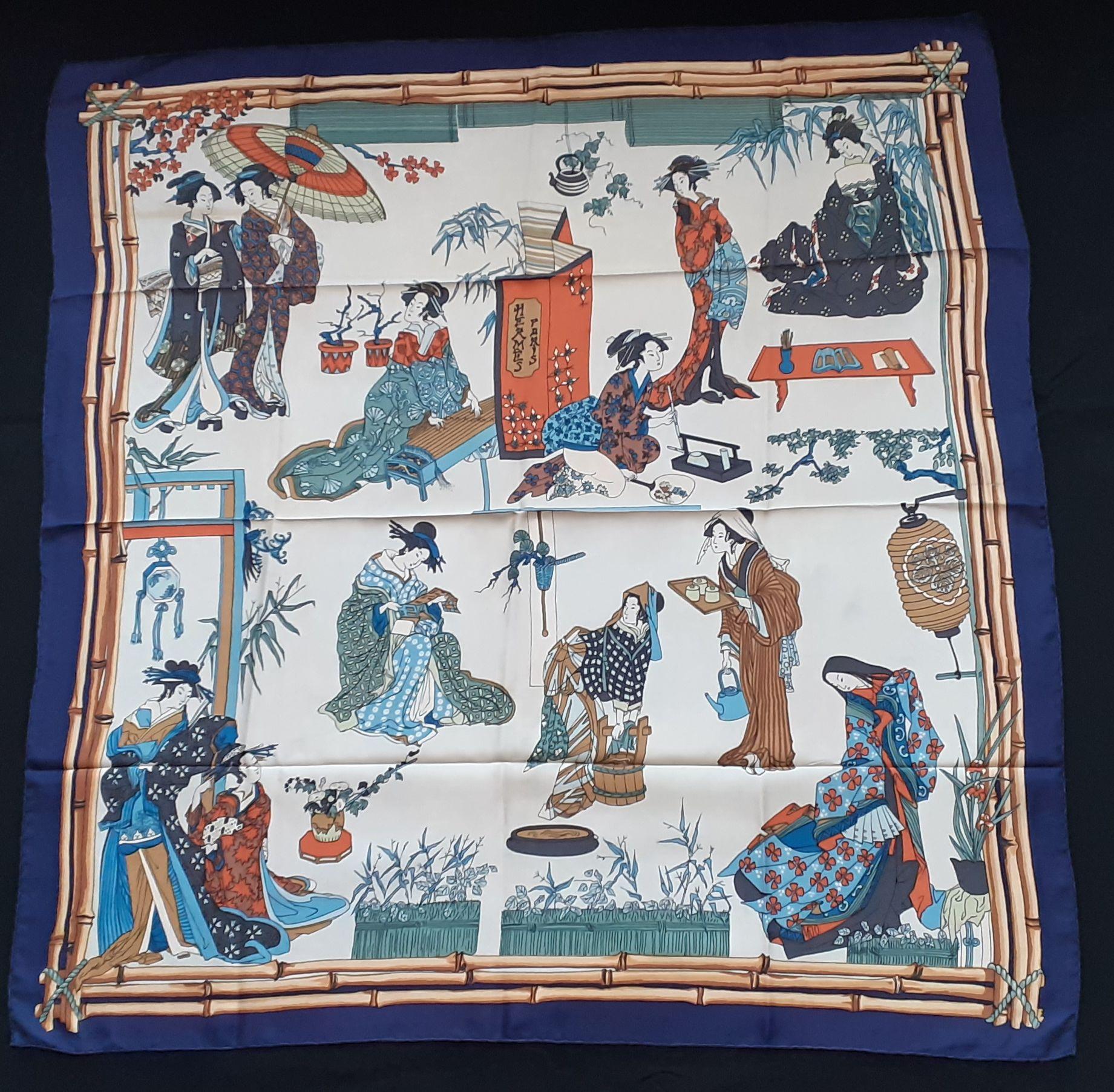 Extremely rare authentic Hermès Scarf

Pattern: Geishas, called as well 