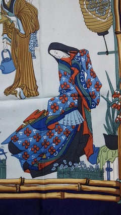 Exceptional Hermès Silk Scarf JAPON Japan Geisha Héron 1964 1A Collector RARE