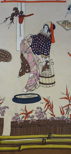 Exceptional Hermès Silk Scarf Japon Japan Geisha Héron 1964 1A Collector RARE