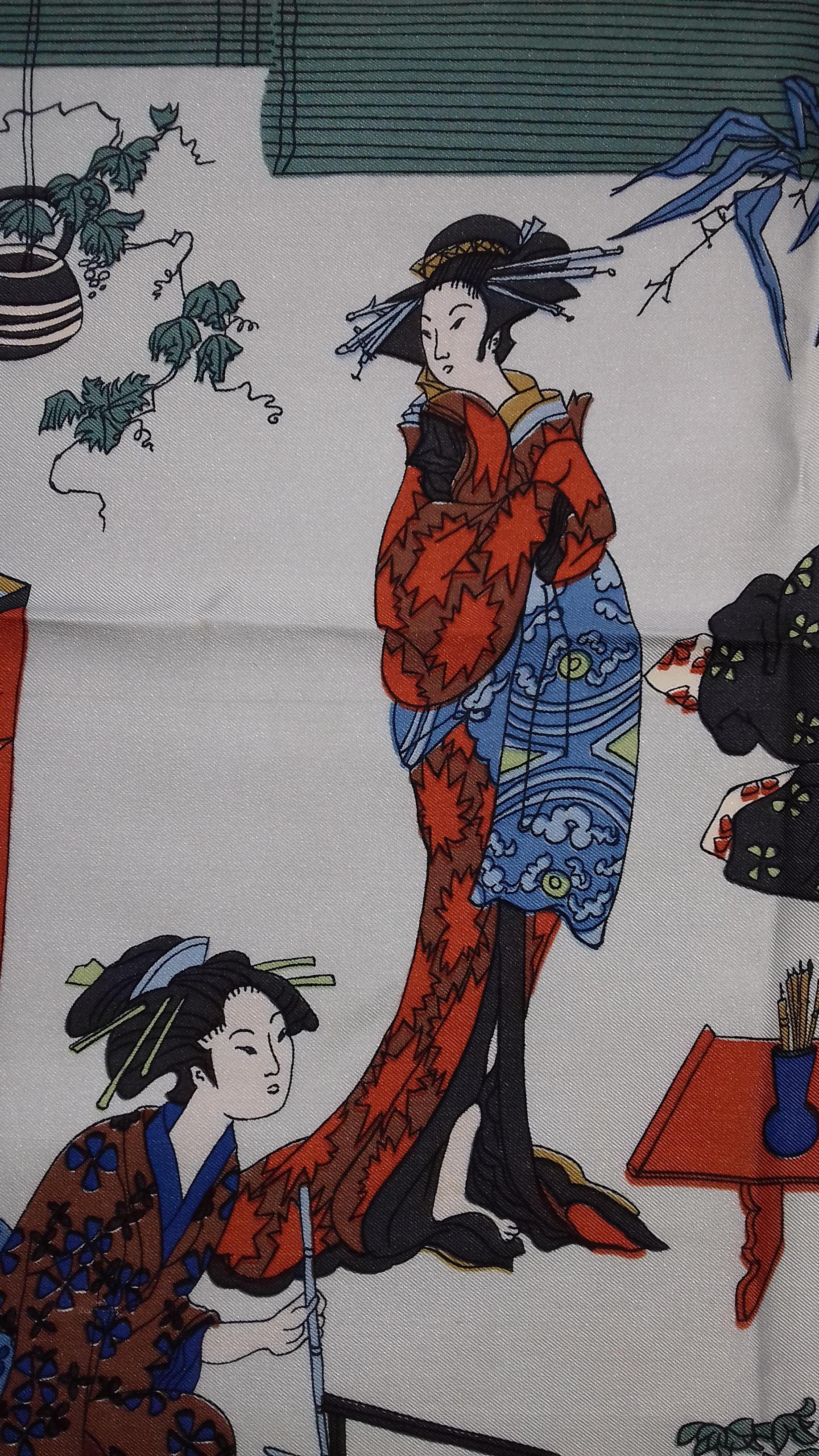 Exceptional Hermès Silk Scarf JAPON Japan Geisha Héron 1964 1A Collector RARE 2