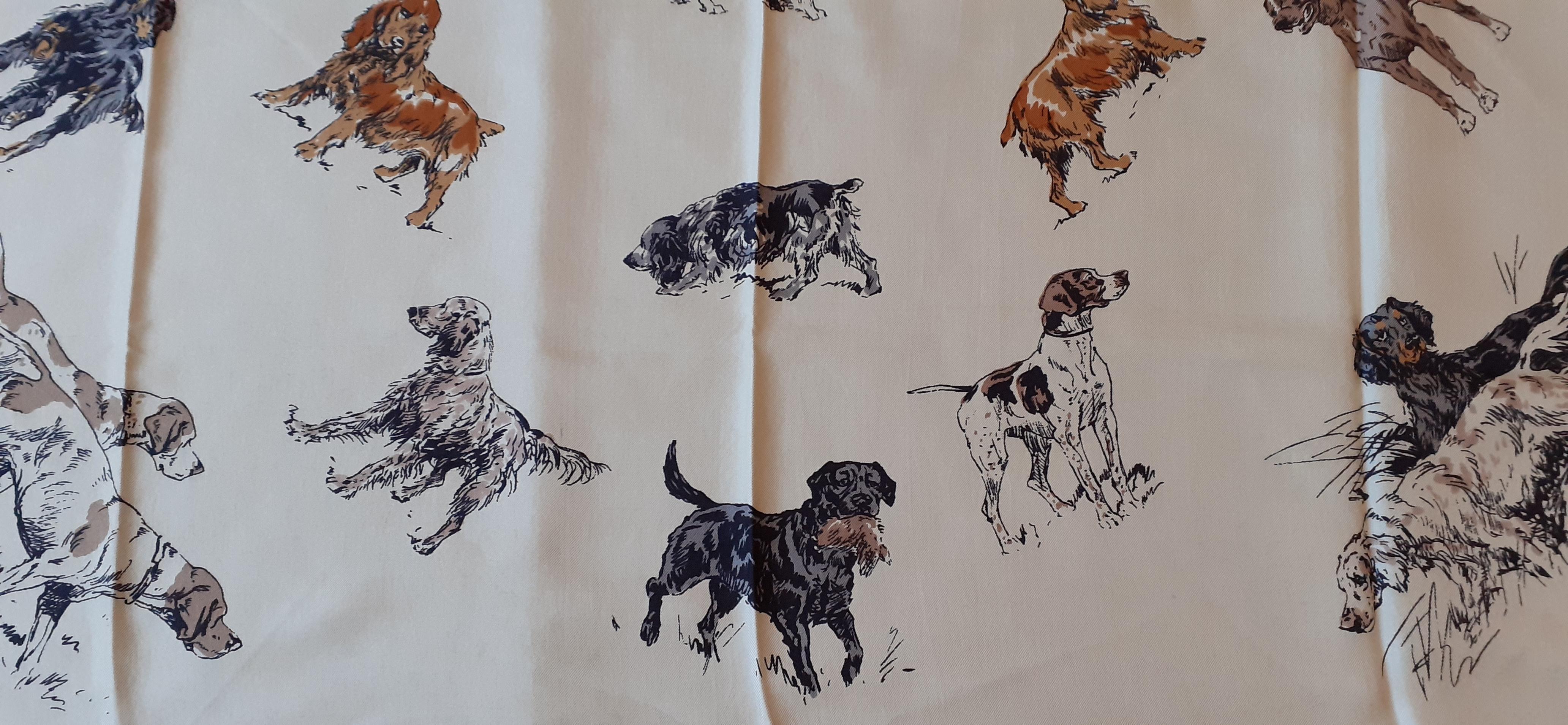 Exceptional Hermès Silk Scarf Races de Chiens de Chasse II Karl Reille RARE 4
