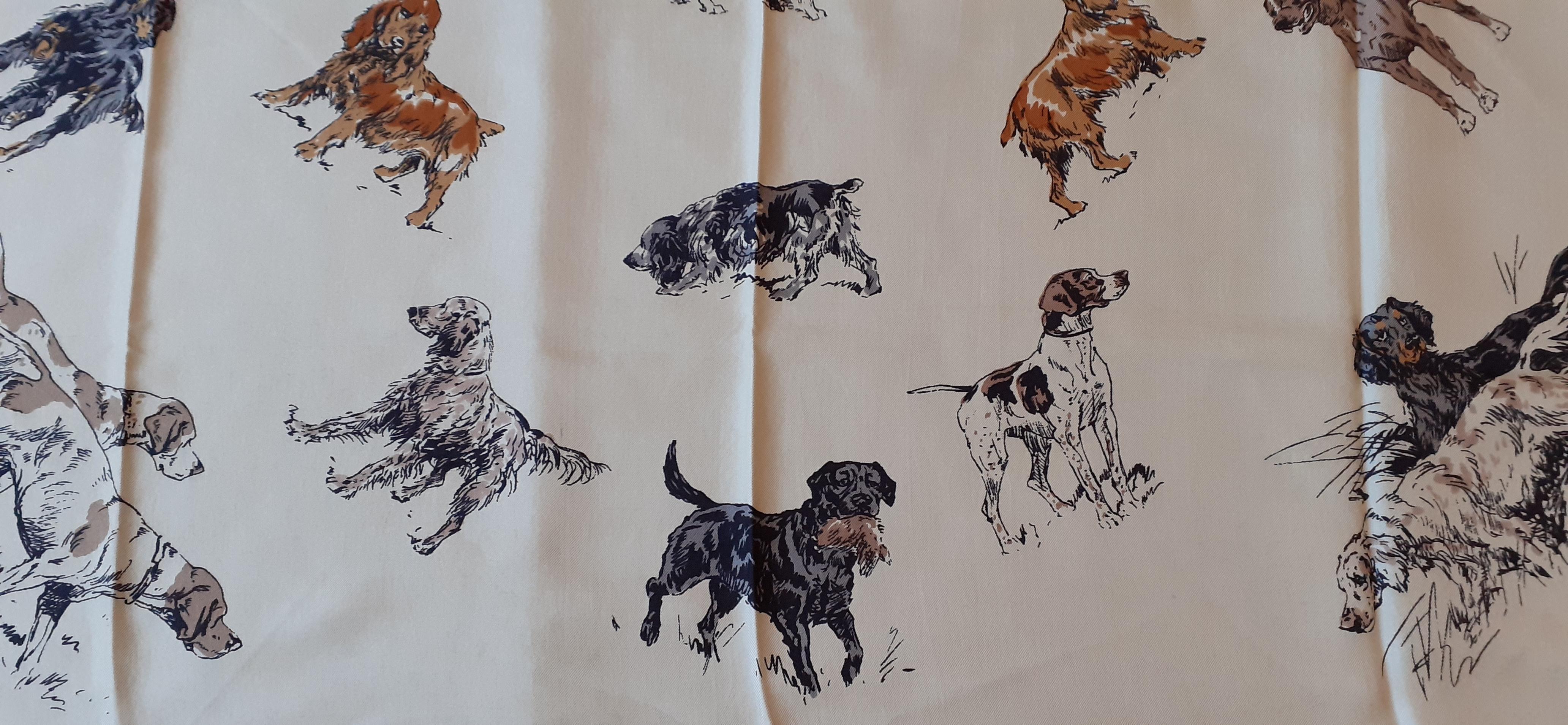 Exceptional Hermès Silk Scarf Races de Chiens de Chasse II Karl Reille RARE  4