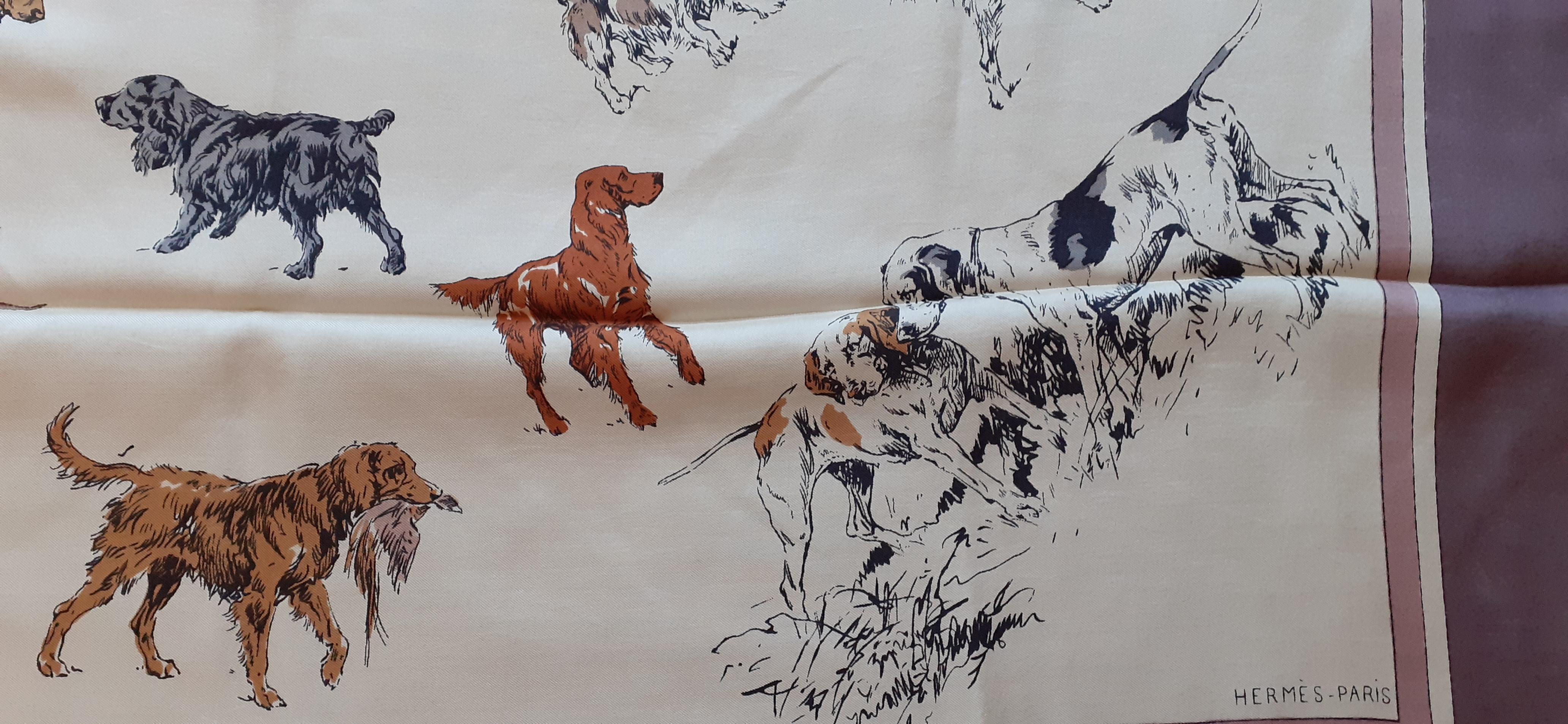 Exceptional Hermès Silk Scarf Races de Chiens de Chasse II Karl Reille RARE 1