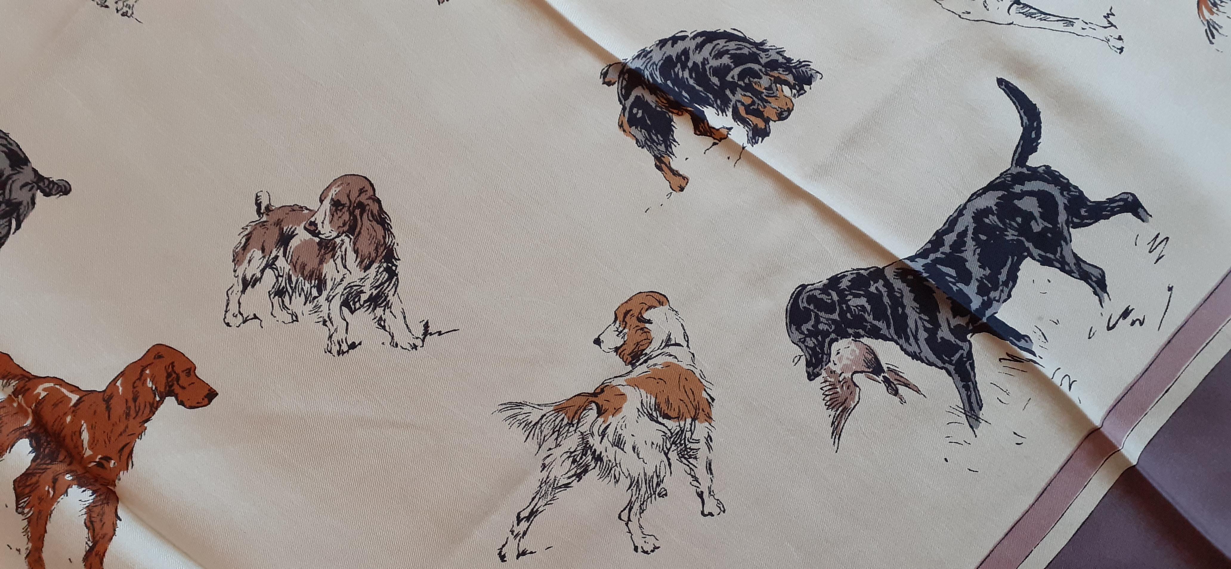 Exceptional Hermès Silk Scarf Races de Chiens de Chasse II Karl Reille RARE  2