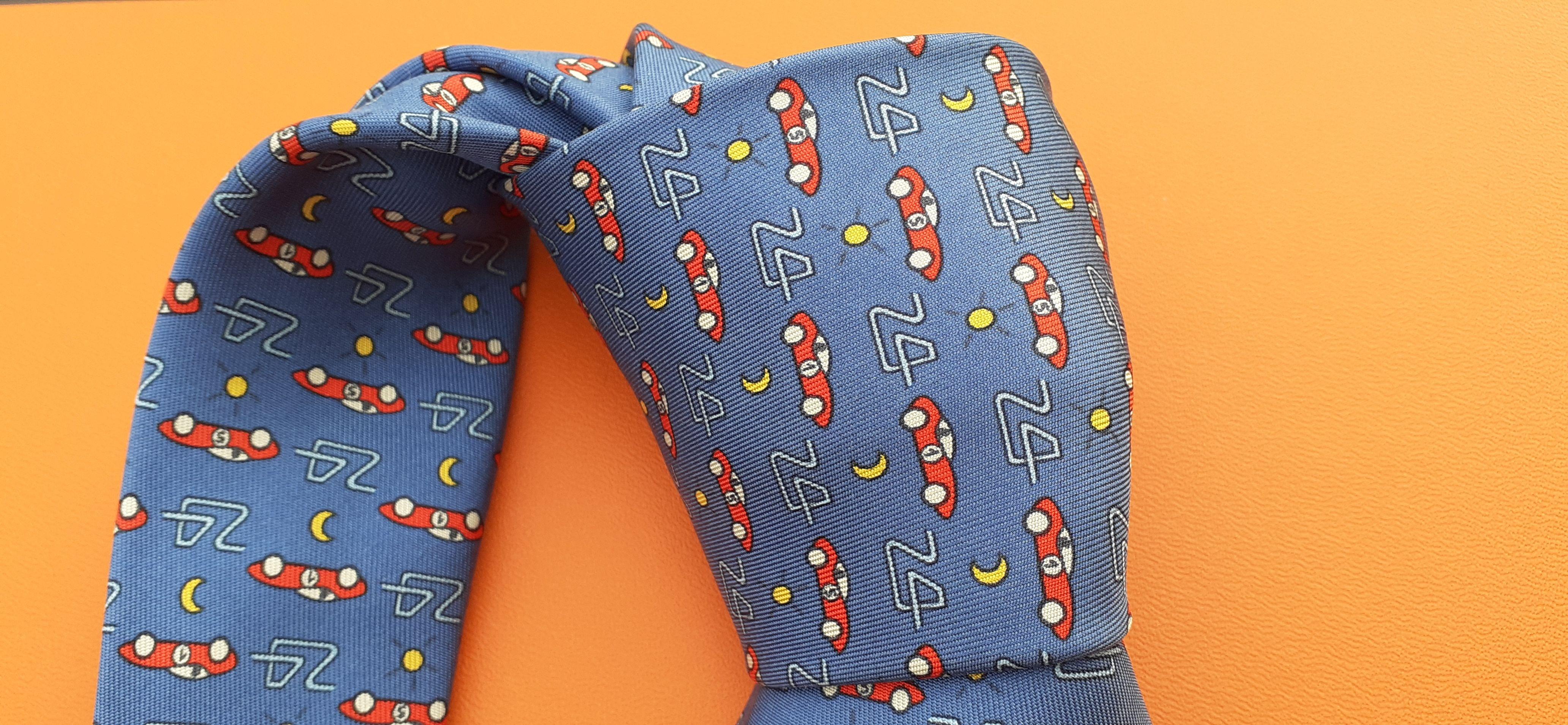 Men's Exceptional Hermès Silk Tie Cars Print For The 24 Hours of Le Mans Race