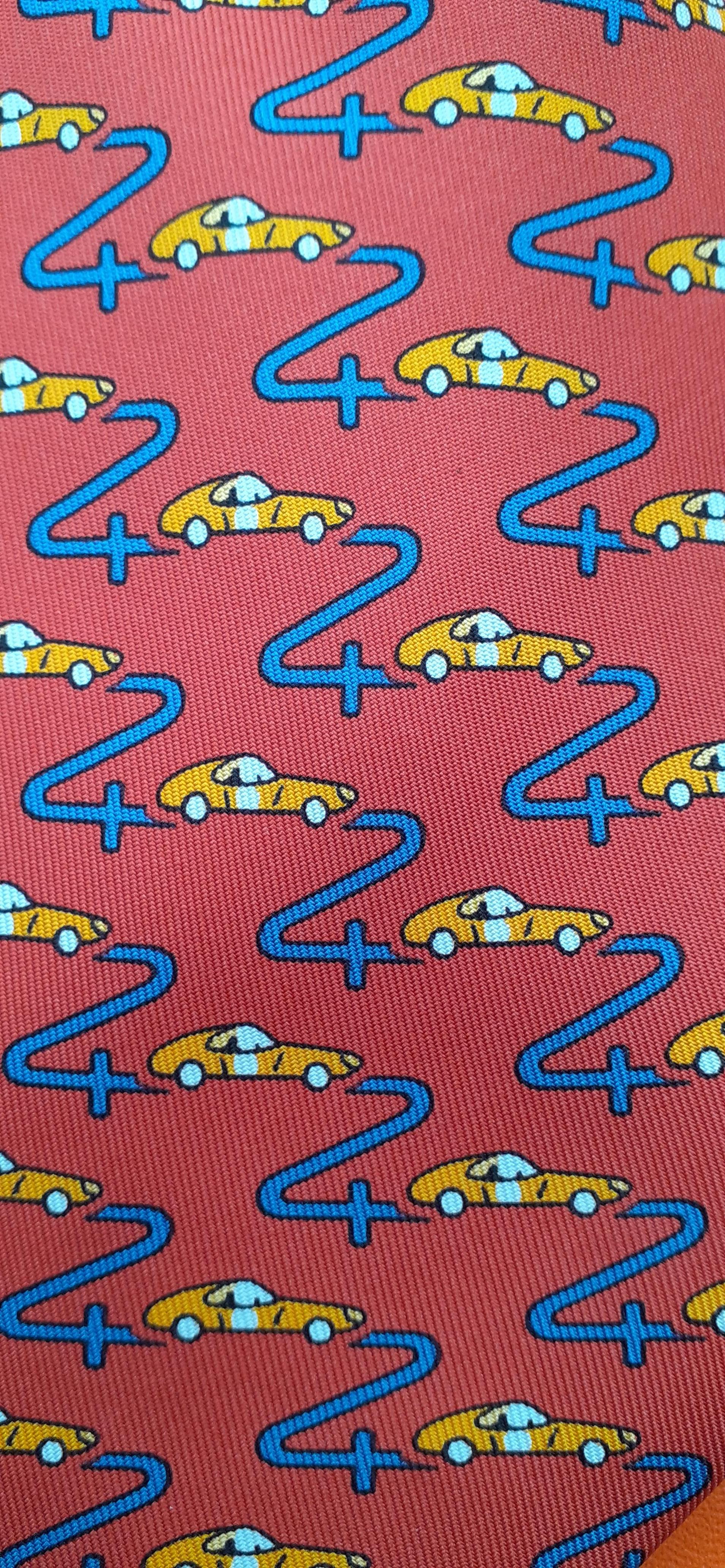 Men's Exceptional Hermès Silk Tie Cars Print For The 24 Hours of Le Mans Race