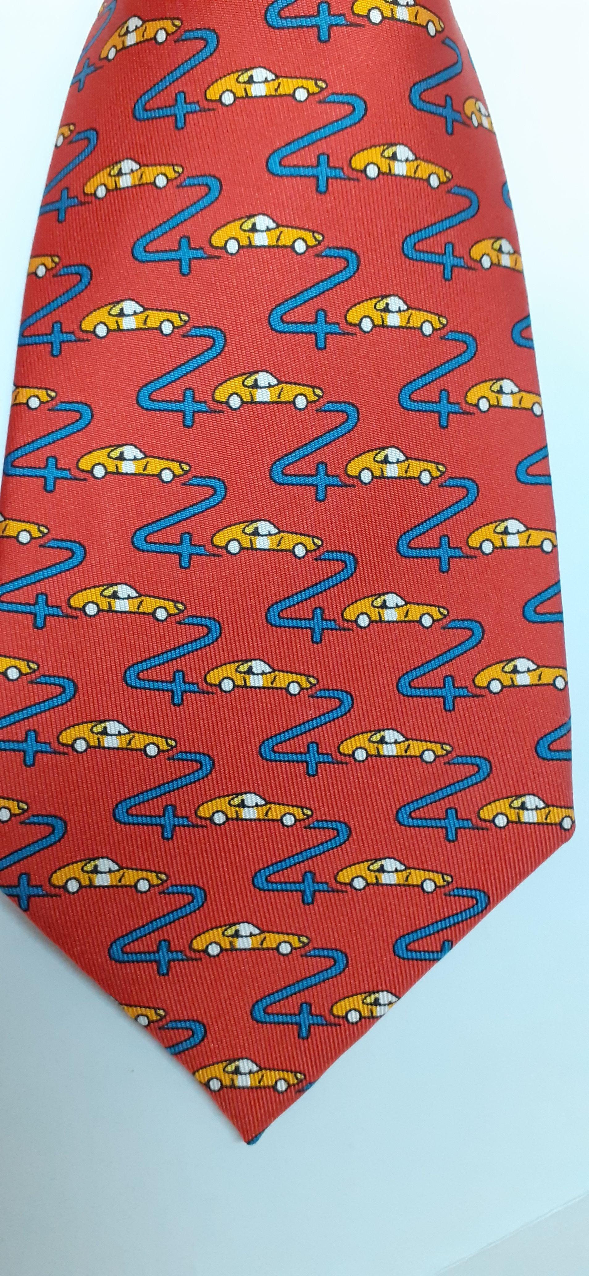 Exceptional Hermès Silk Tie Cars Print For The 24 Hours of Le Mans Race 3